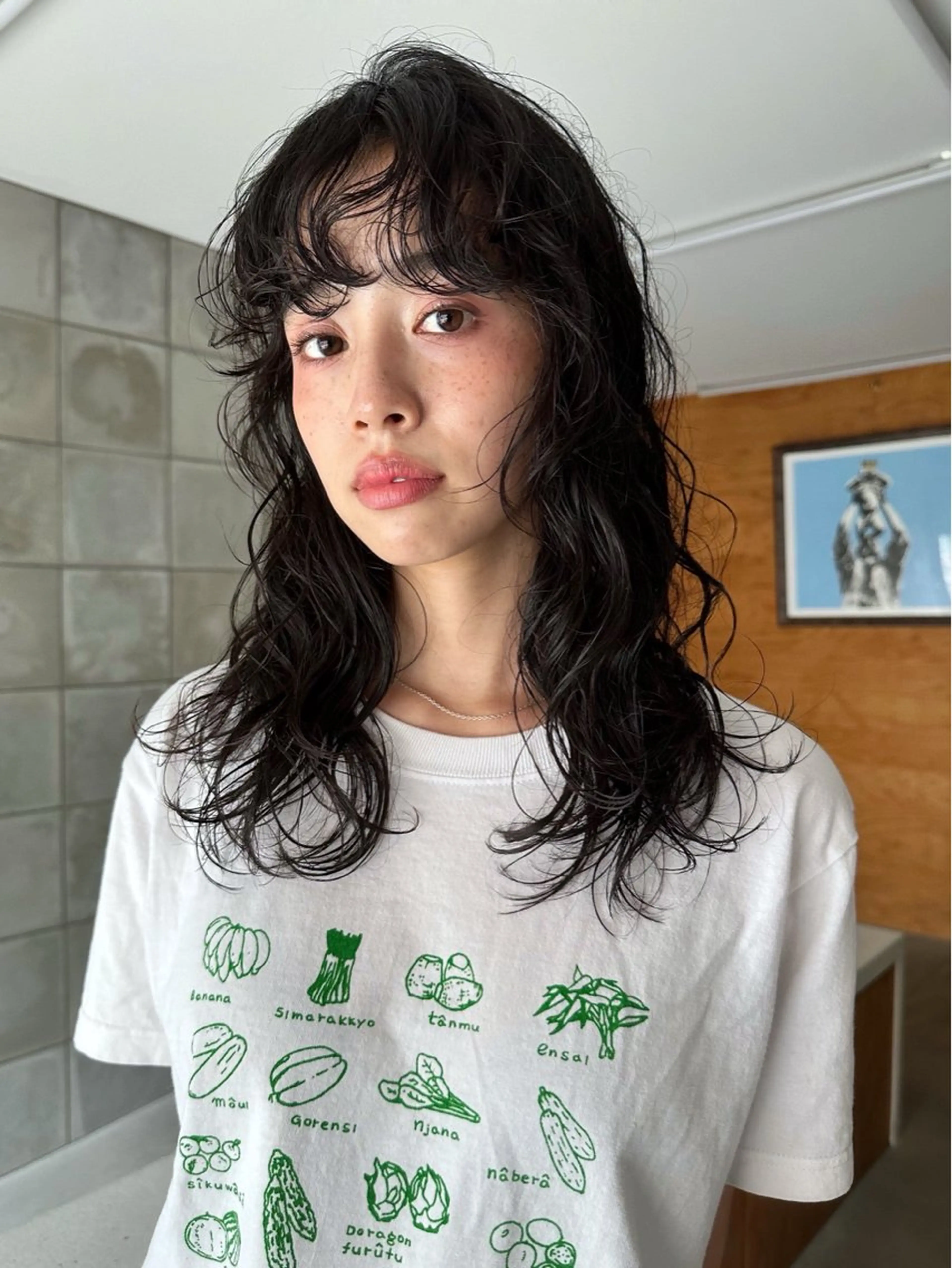 セミロング パーマ セミロングパーマ ニュアンスパーマ カット パーマ 榛地 渉馬のヘアスタイル