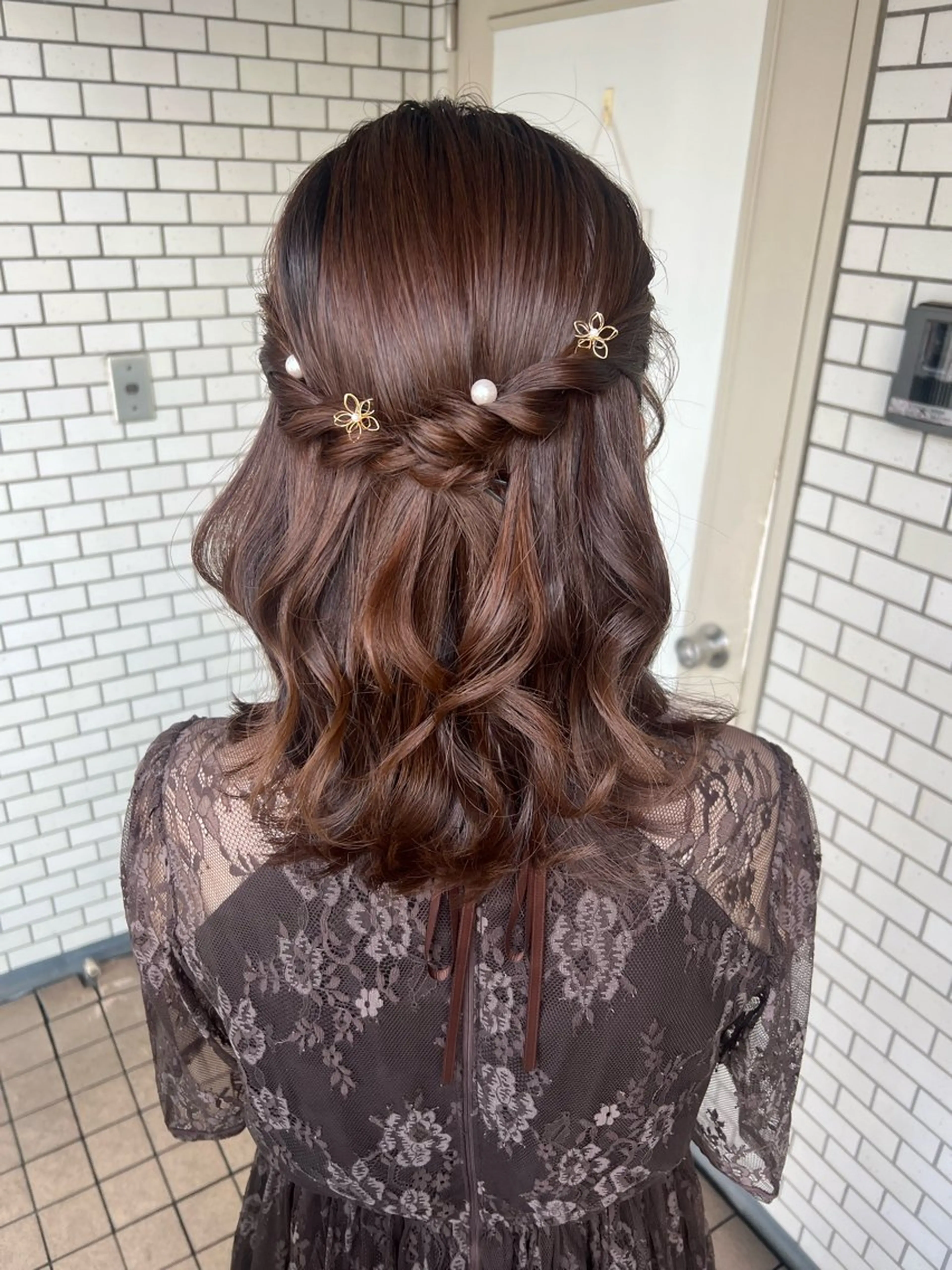 ヘアアレンジ ハーフアップ ヘアセット 大人可愛いヘアメイク 💋🧚‍♀️しずかのヘアスタイル