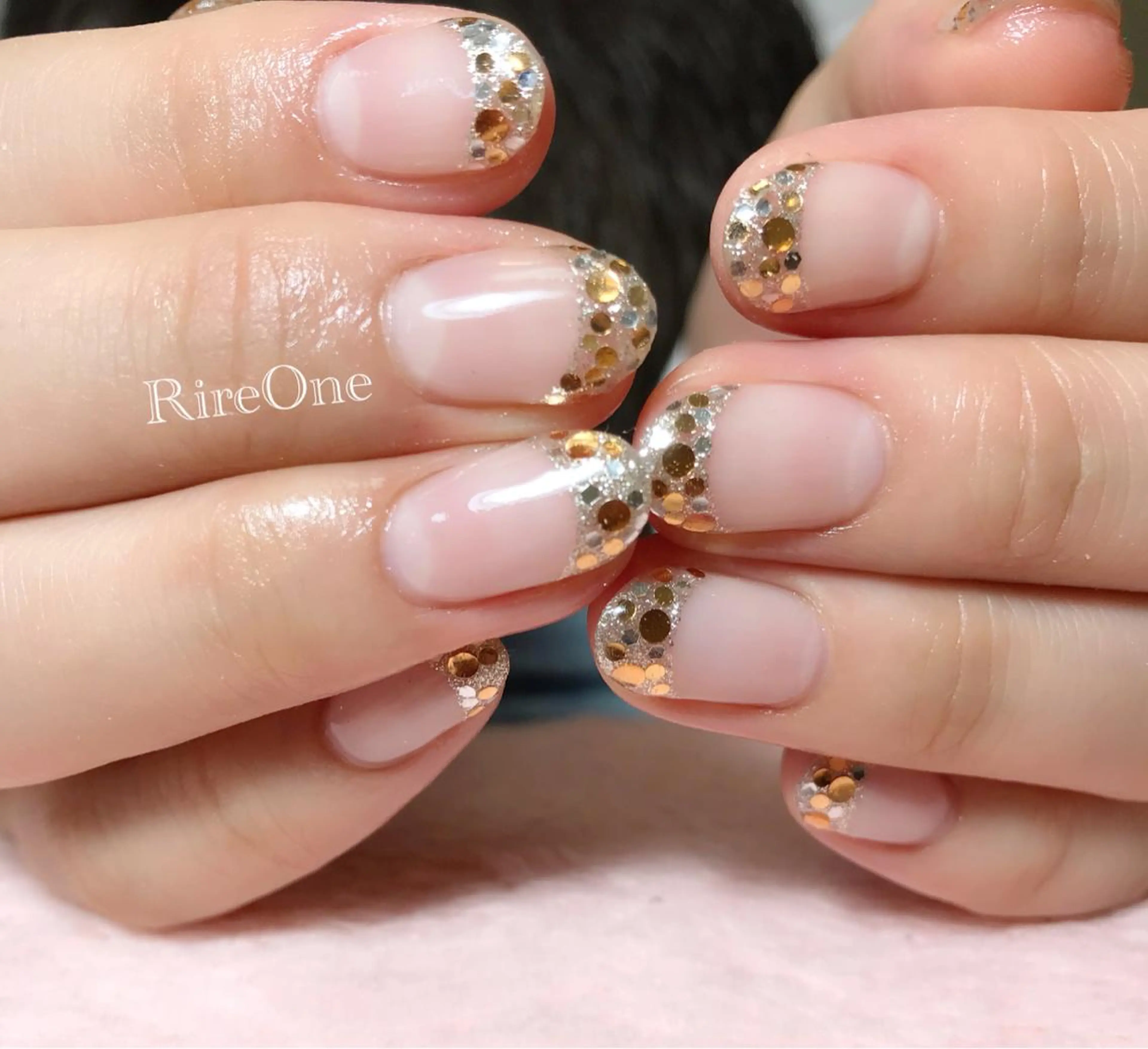 ネイル フレンチネイル キラキラネイル RireOne ~リルワン~のネイルデザイン