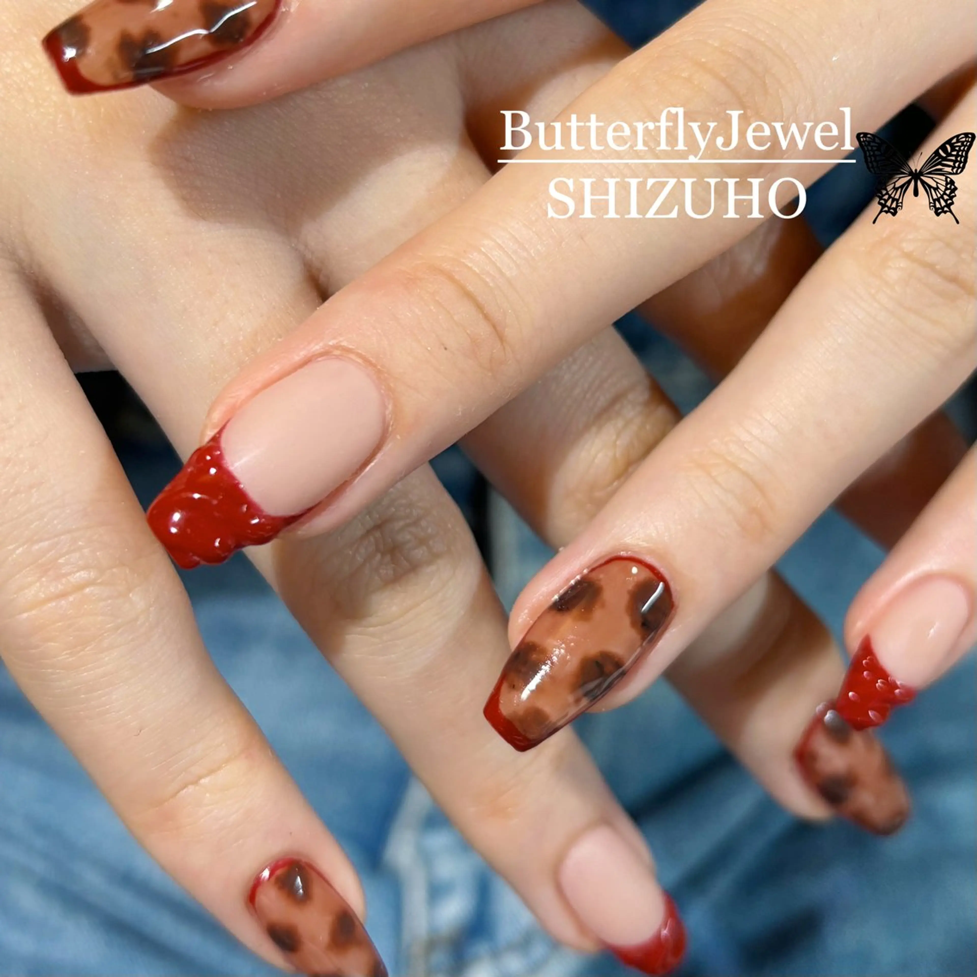 ネイル ボルドー ハンドネイル Butterfly Jewel本店 石原のネイルデザイン