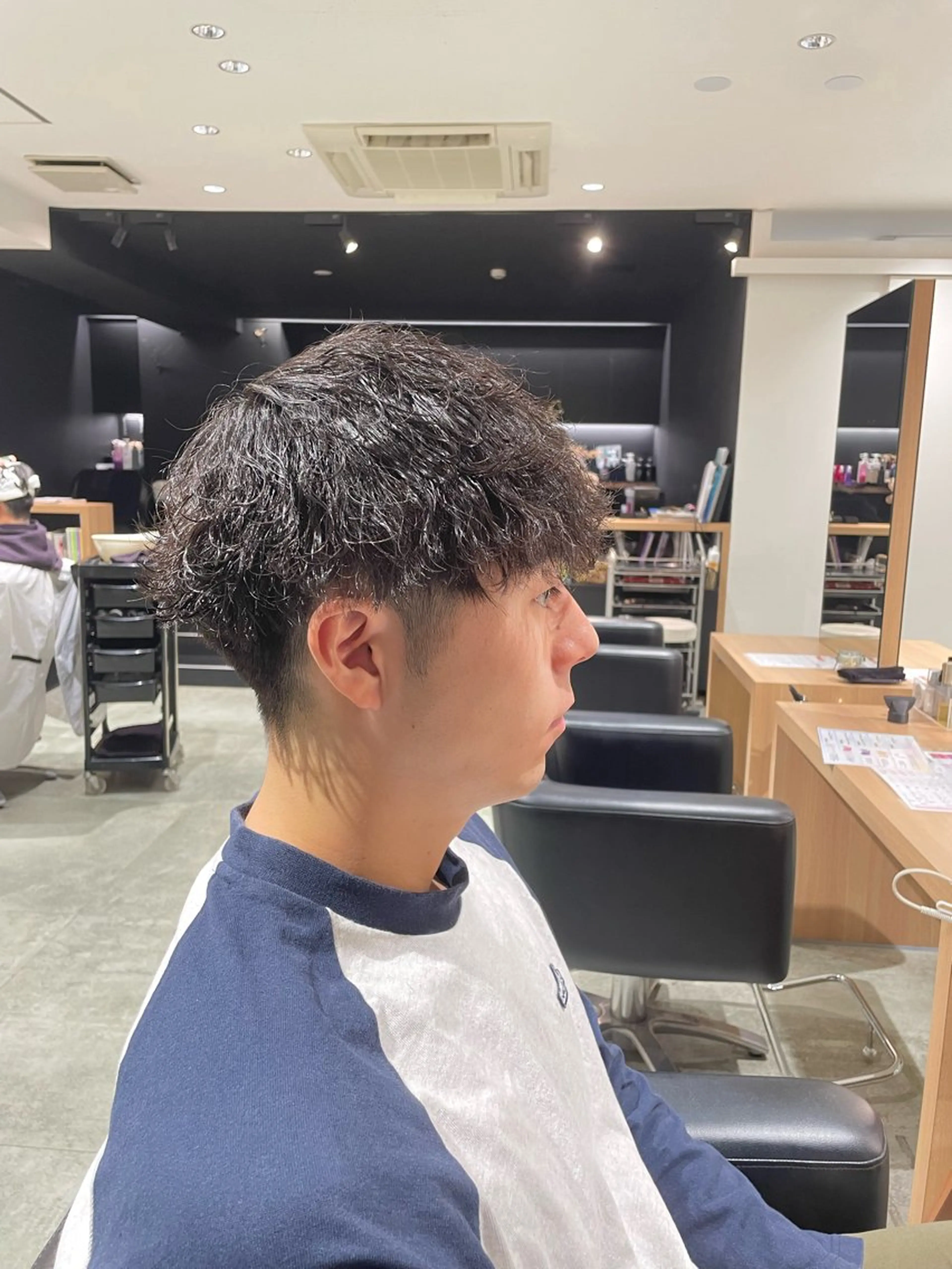 パーマ メンズ マッシュ メンズパーマ 刈り上げ 波巻きパーマ カット パーマ 長町/酸性ストレート /曲がる縮毛矯正のヘアスタイル