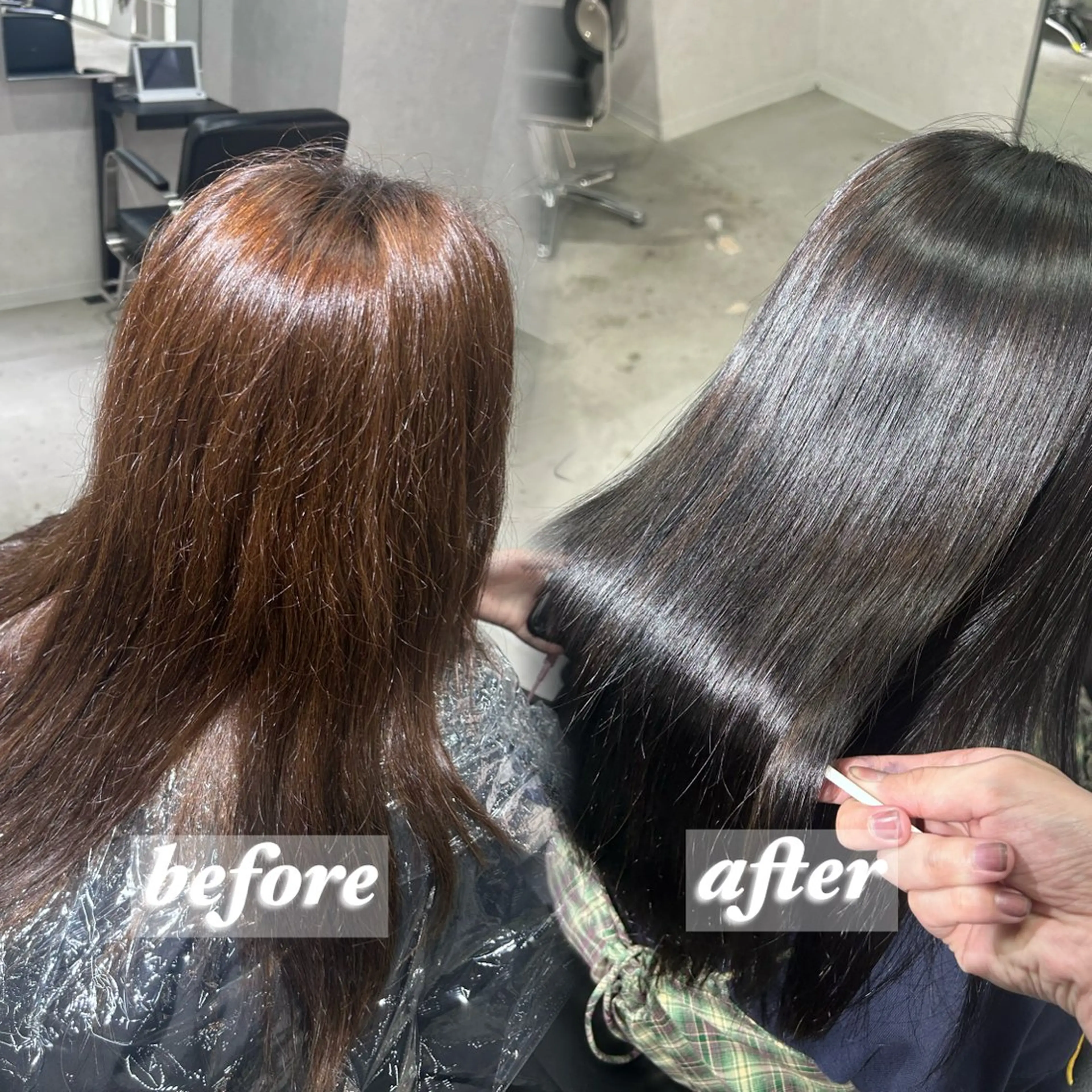 ロング カット ヘアカラー 縮毛矯正 大阪韓国ヘア/ /酸性縮毛矯正ゆうとのヘアスタイル