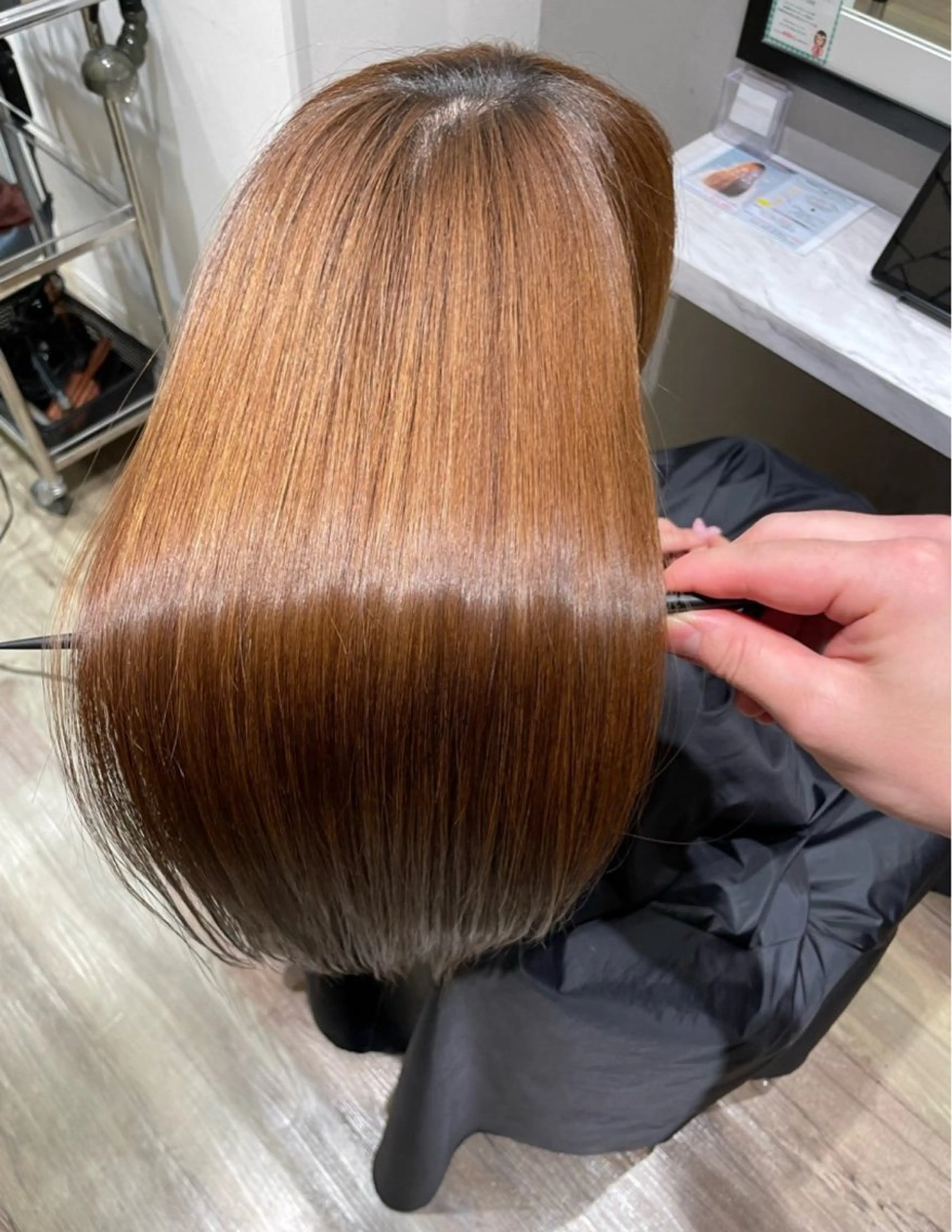 ロング パーマ 縮毛矯正 トリートメント k-twoたき✨艶感 カラー／美髪矯正のヘアスタイル