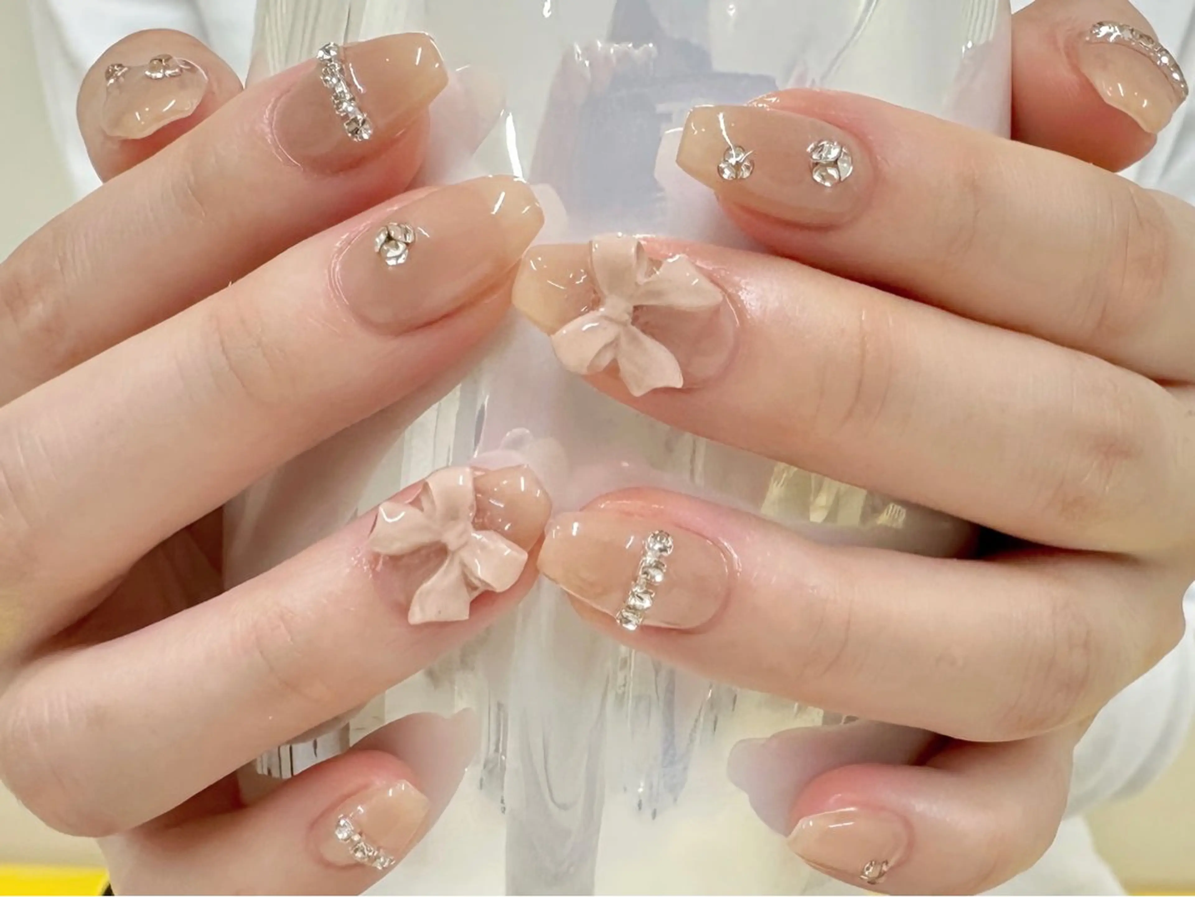 ネイル フレンチネイル キラキラネイル 韓国ネイル マグネットネイル ピンク LE REVE nailsalonのネイルデザイン