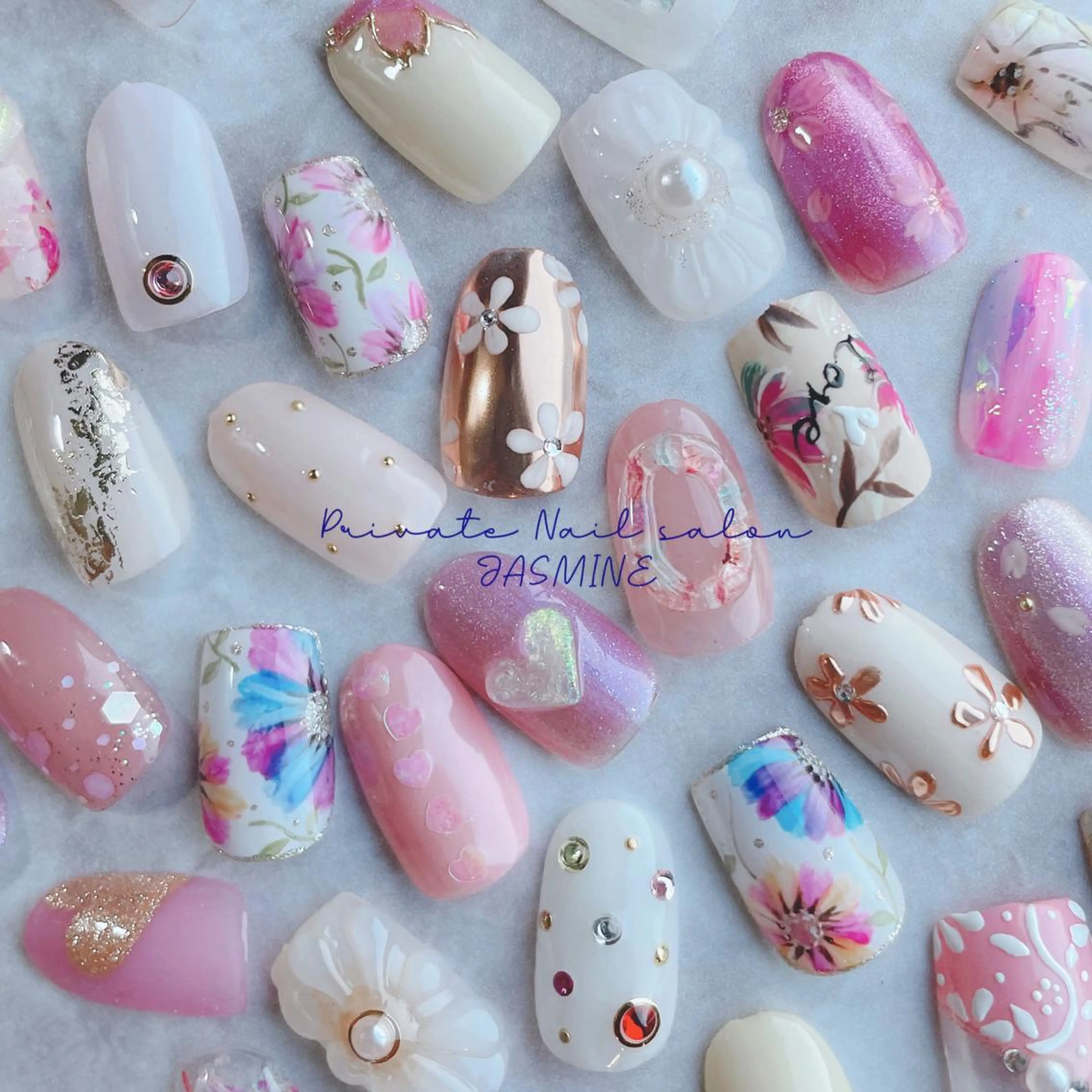 ネイル ピンク 春ネイル ハンドネイル Nail salon JASMINEのネイルデザイン