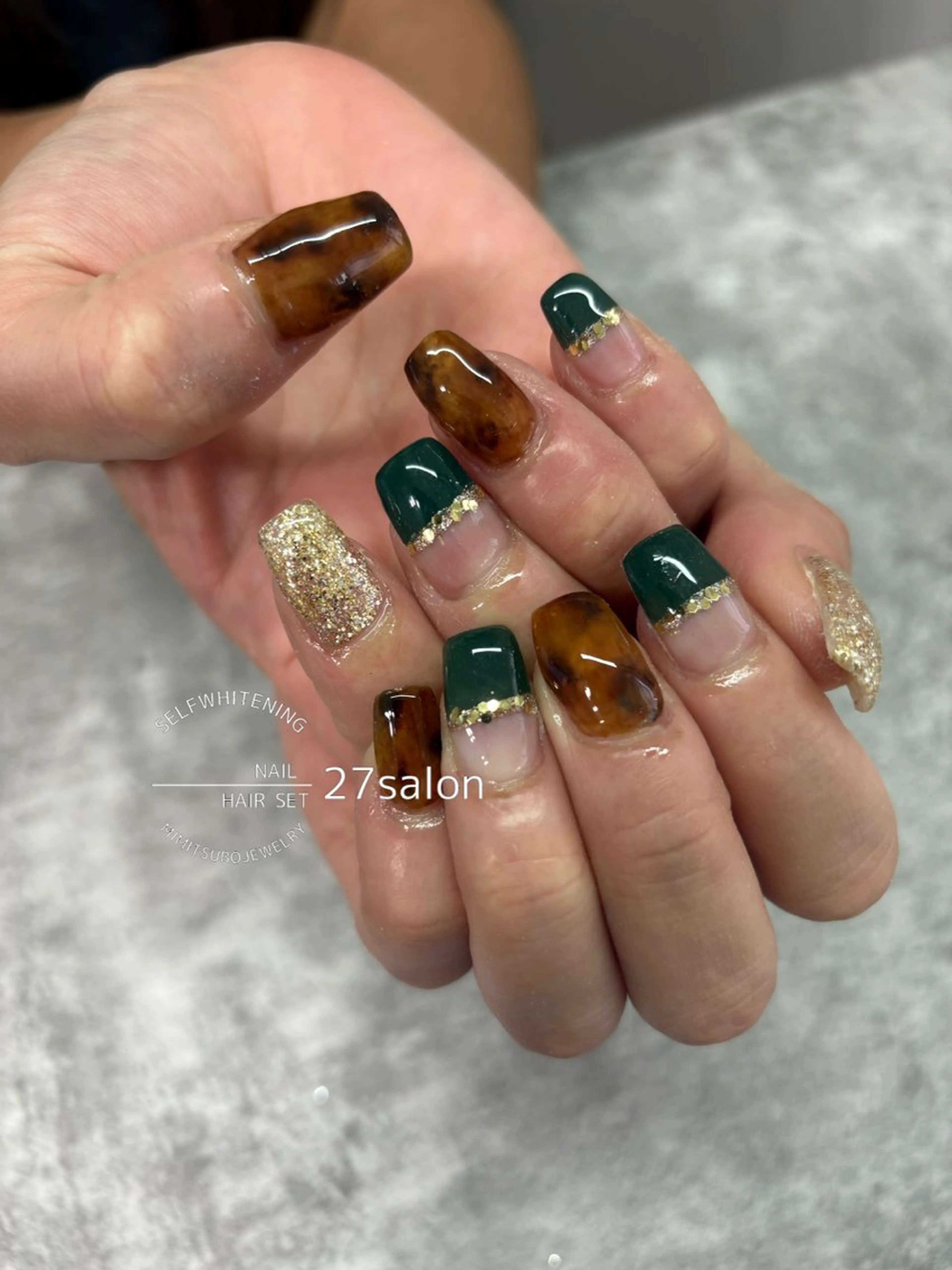 ネイル べっ甲ネイル ハンドネイル 27salon yuinaのネイルデザイン