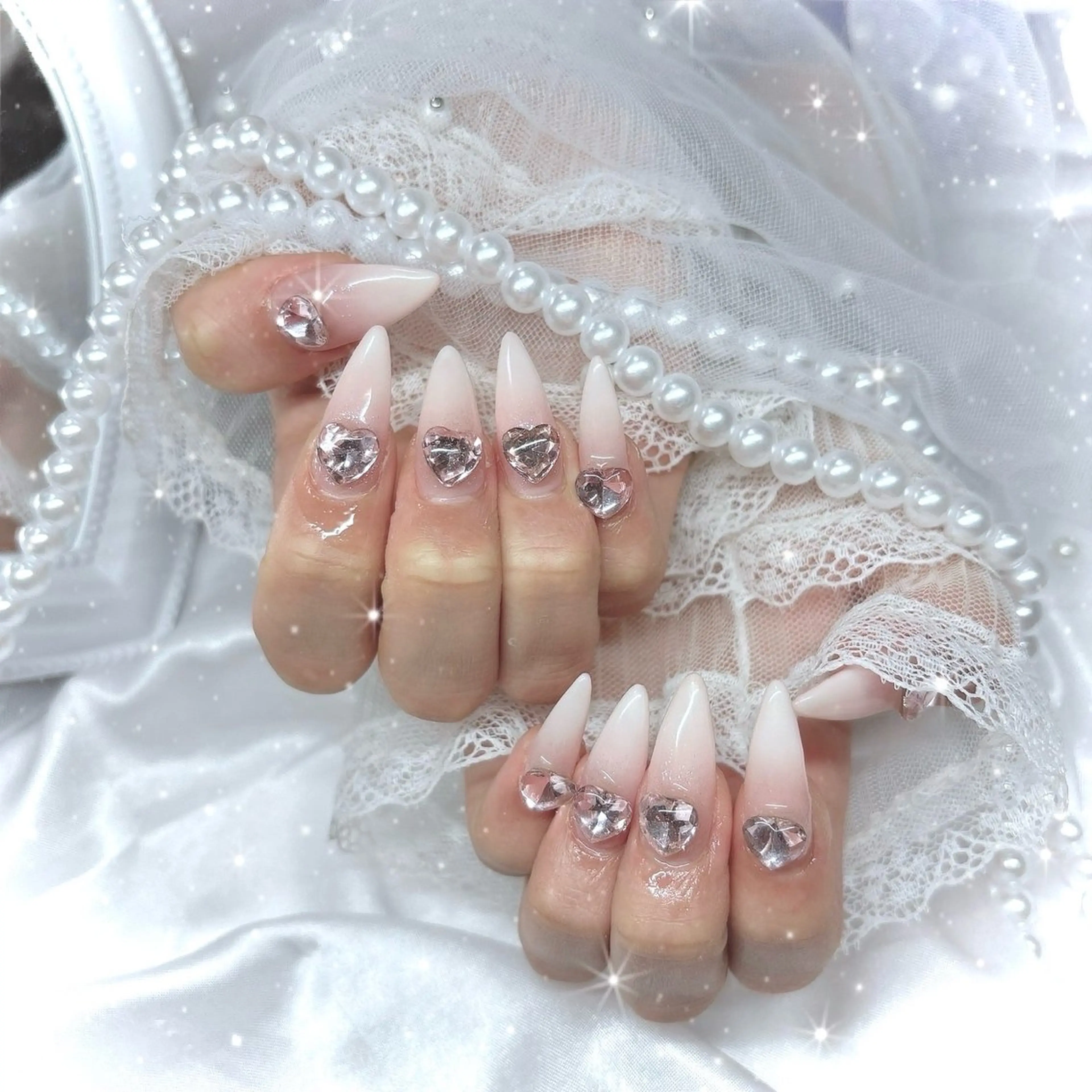 ネイル ハート ストーンネイル ハンドネイル Marin nailのネイルデザイン