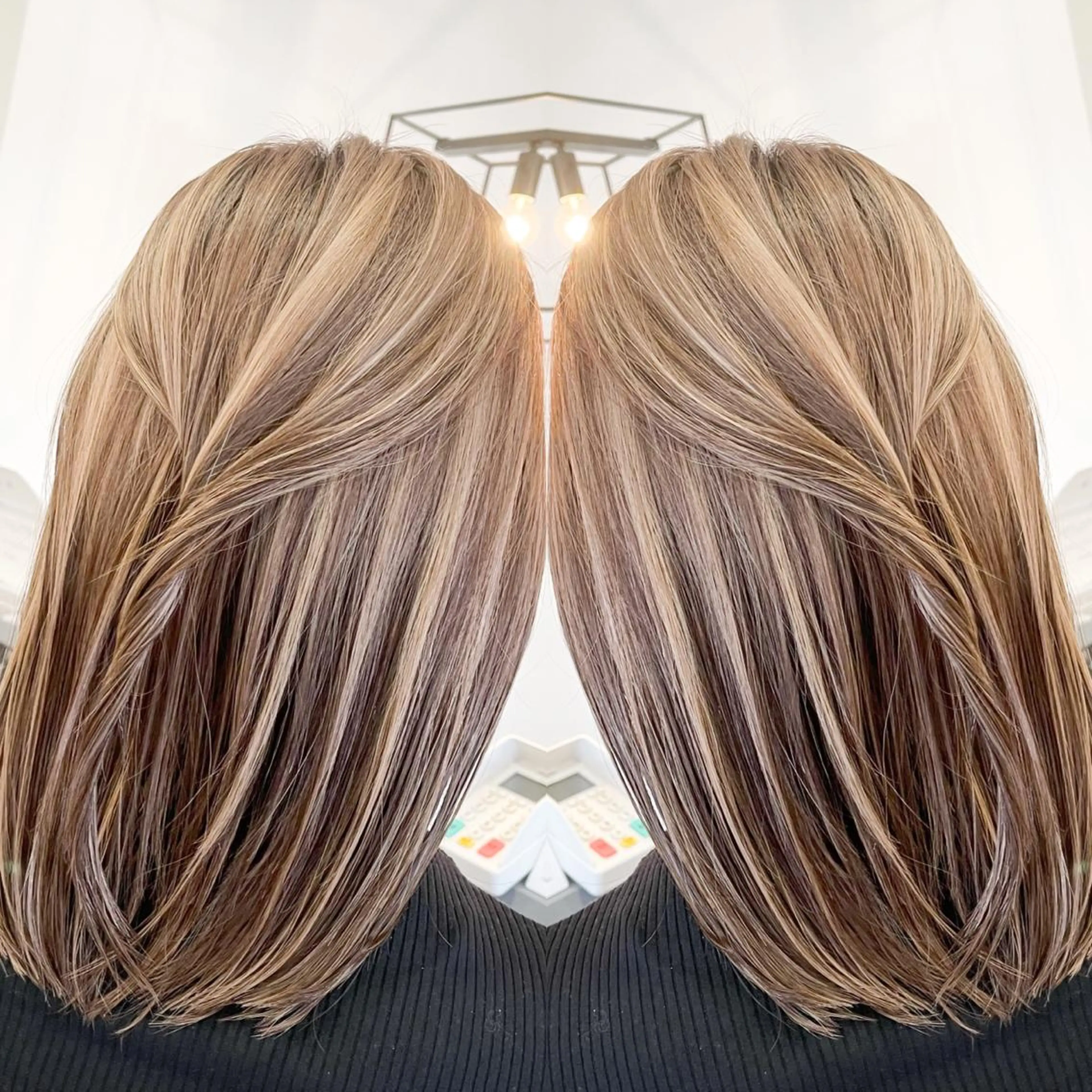 ミディアム カラー バレイヤージュ デザインカラー ハイライトカラー 外国人風カラー ハイライト アンドウ ユウ/ レイヤーカット/韓国のヘアスタイル