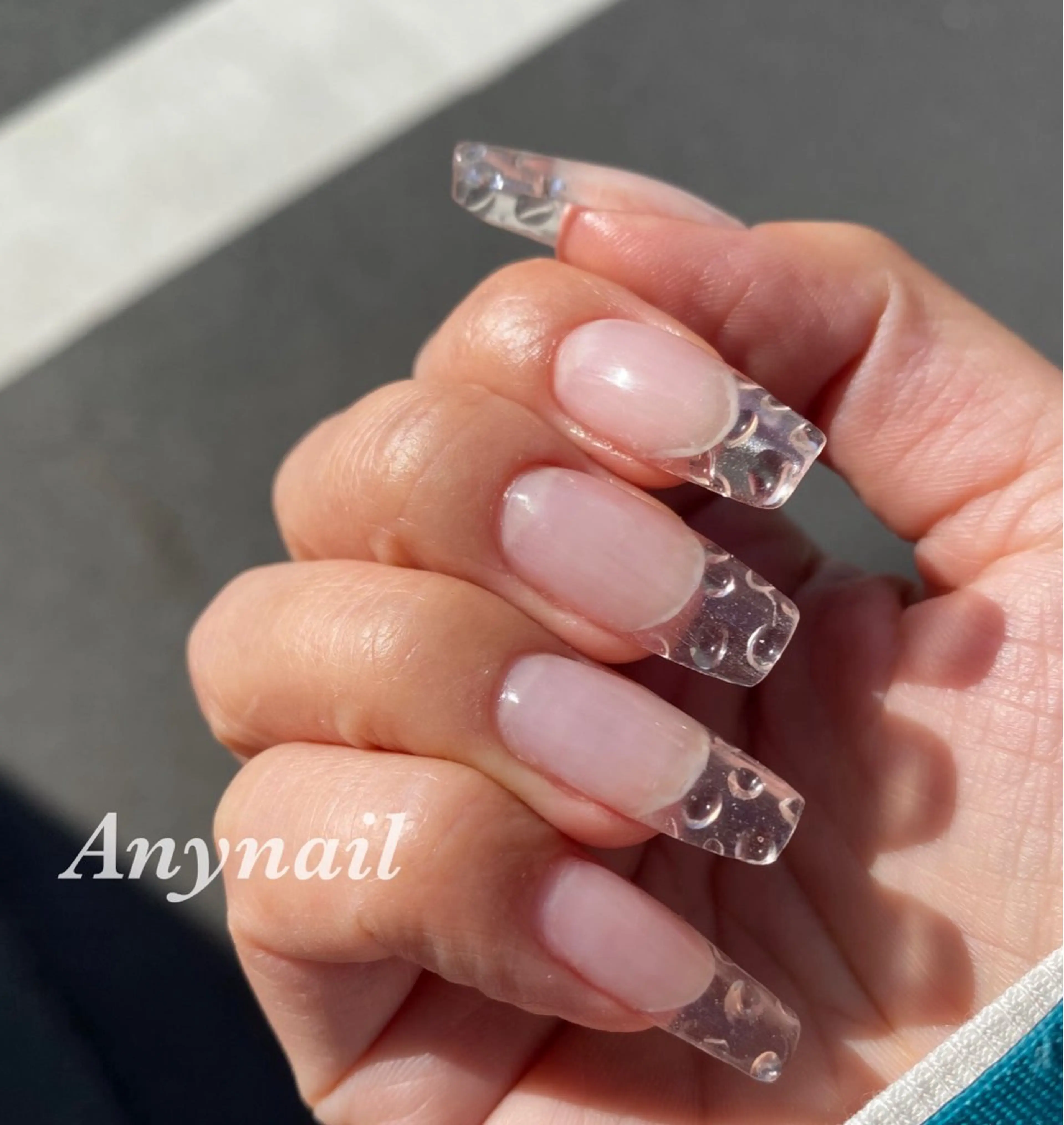 ネイル ブルー クリアネイル ジェルネイル スカルプネイル ハンドネイル 岩澤 恵子のネイルデザイン