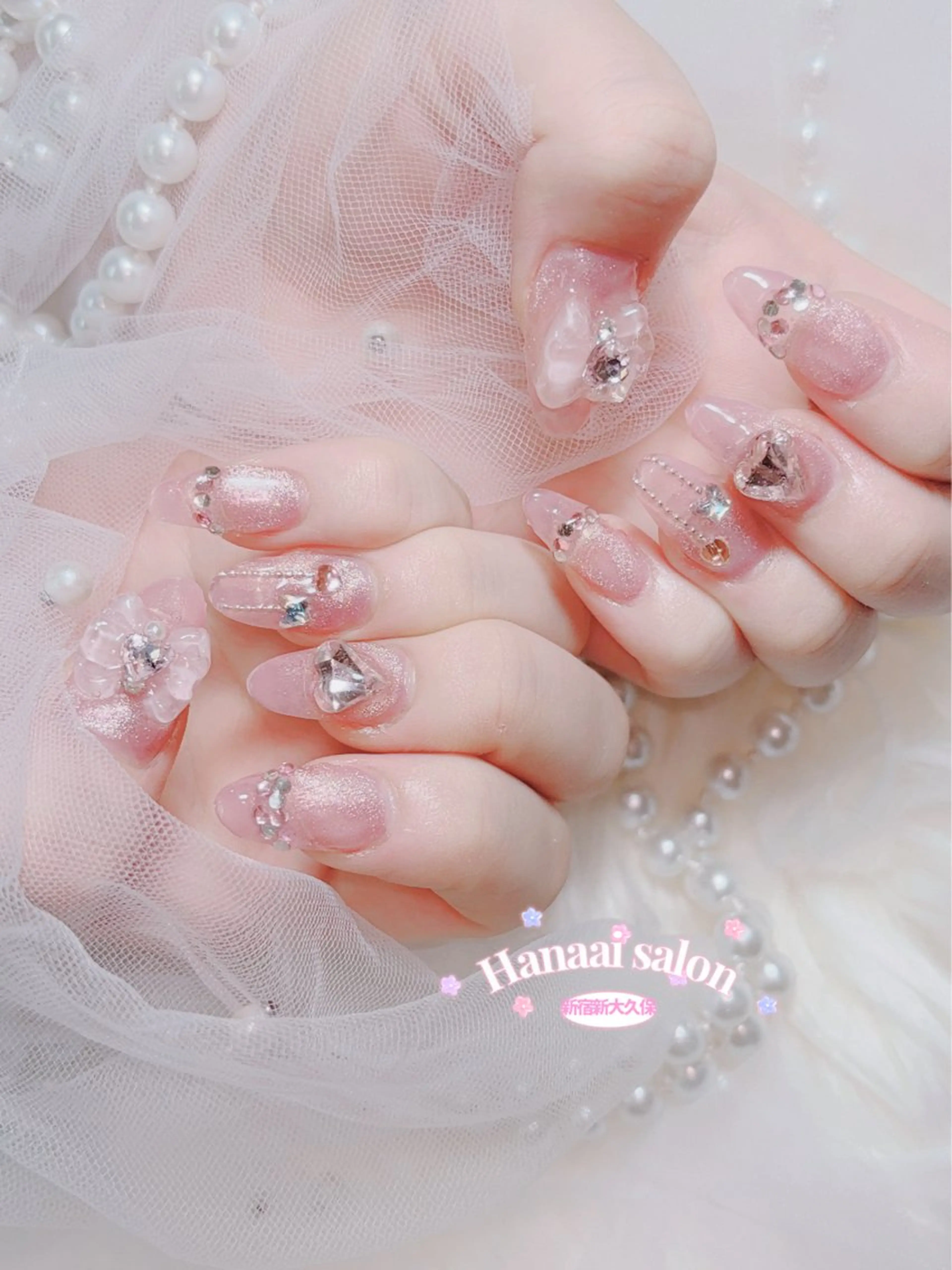 セミロング ハンドネイル Hanaai Salon新大久保店のネイルデザイン
