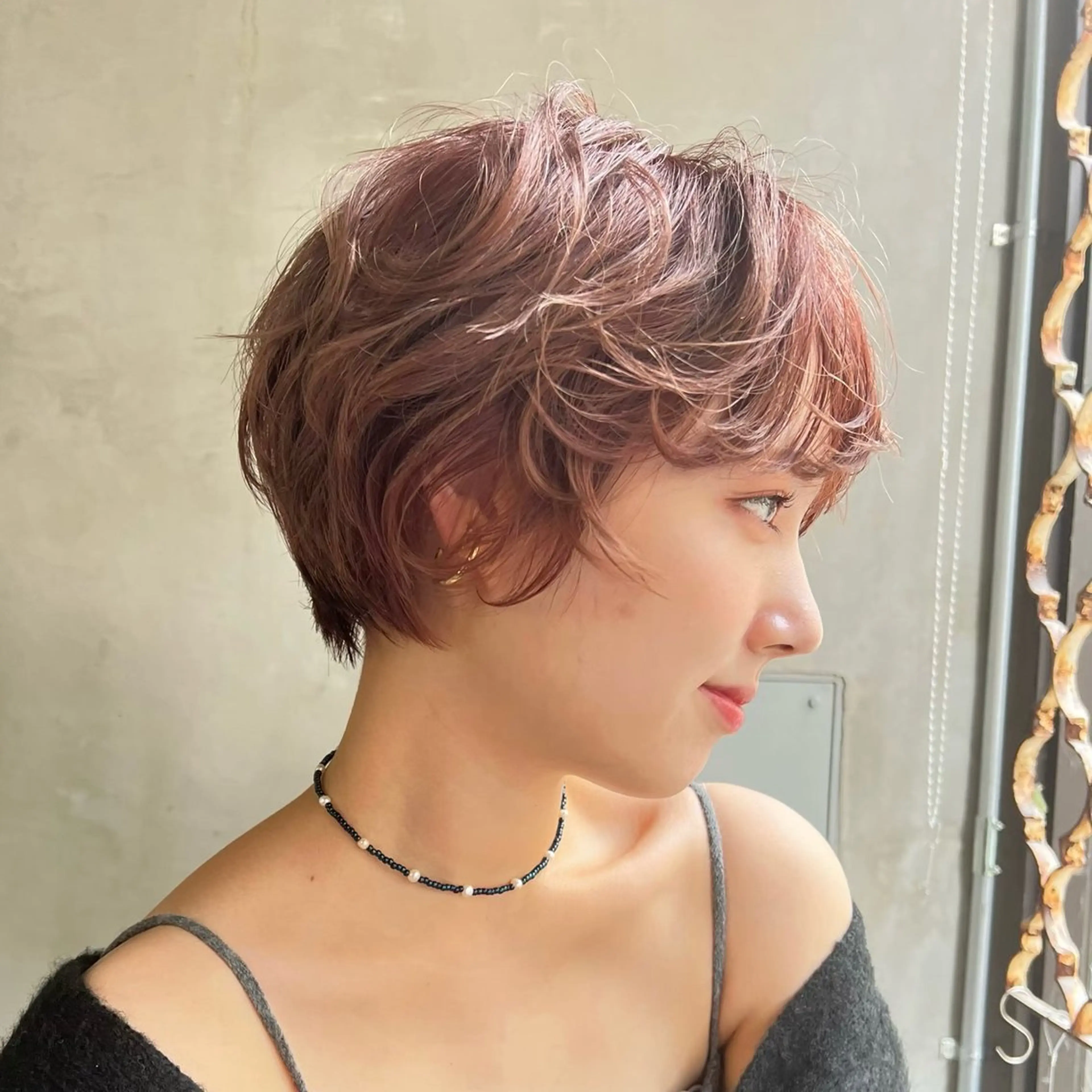 ショート カラー パーマ ヘアアレンジ くびれボブ/艶カラー /髪質改善🌷喜美花のヘアスタイル