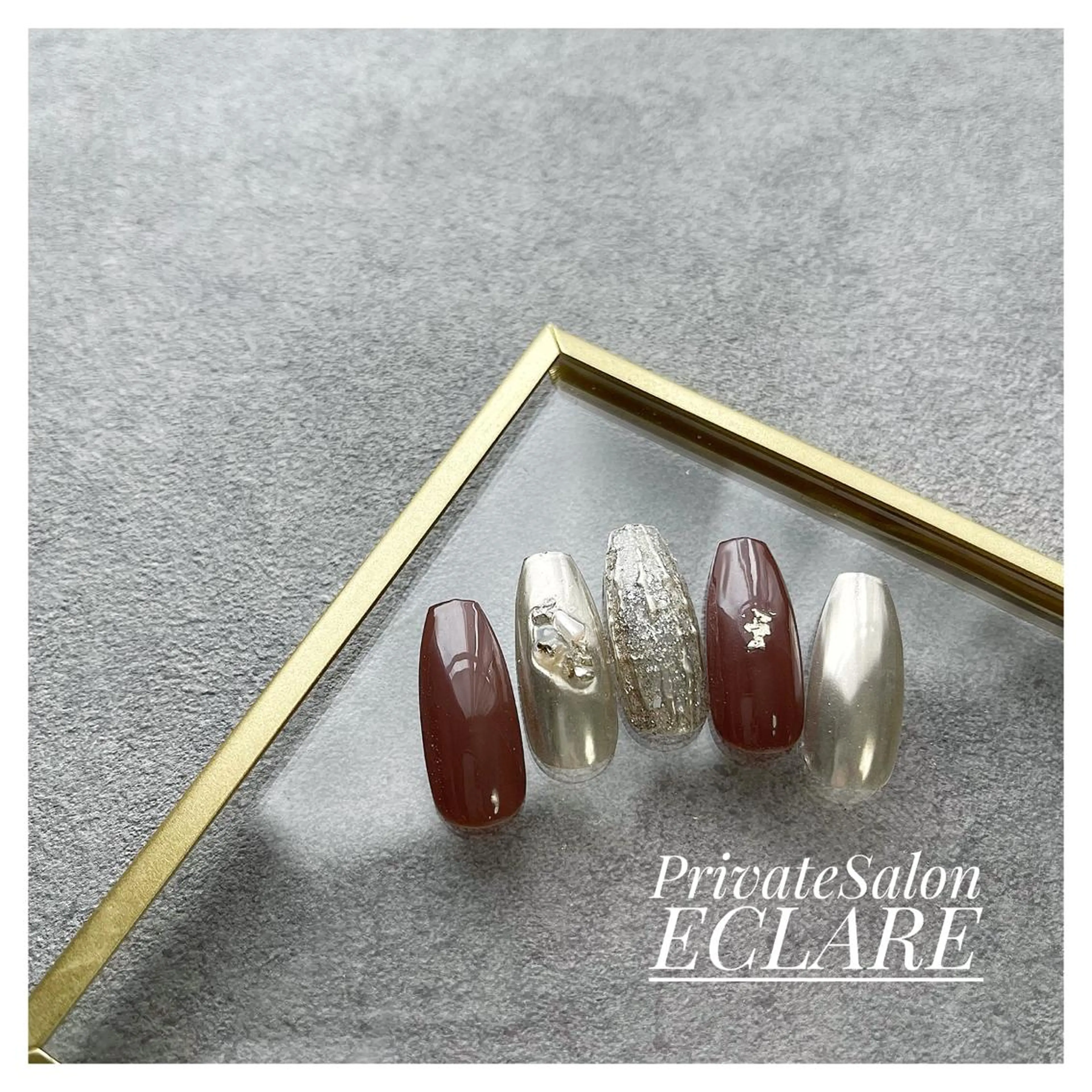 ネイル アートネイル ブラウン フットネイル フレンチネイル ジェルネイル Nail Salon ECLAREのネイルデザイン