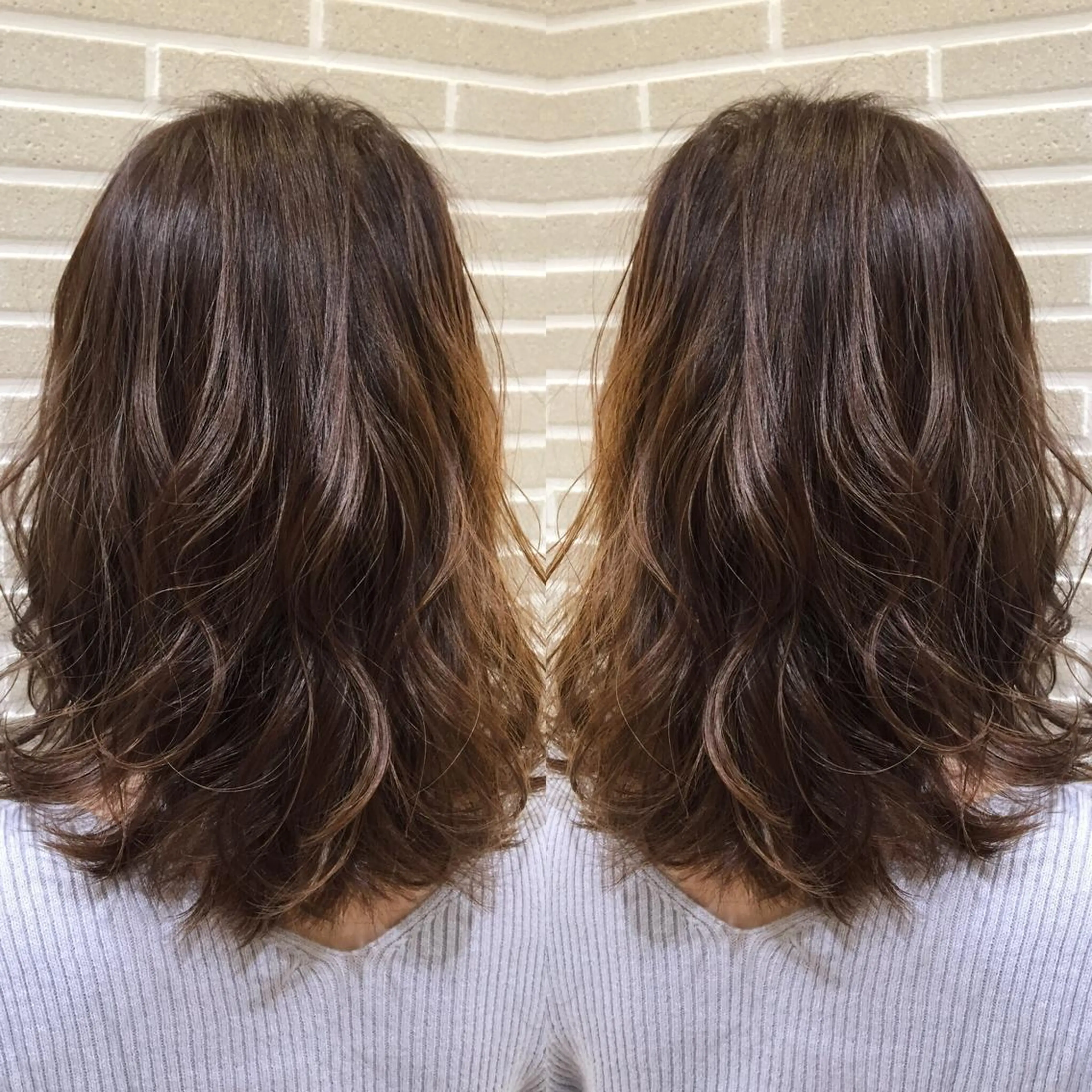 セミロング カラー ヘアアレンジ 透明感カラー イルミナカラー カット ヘアカラー トリートメント 山北 咲子のヘアスタイル