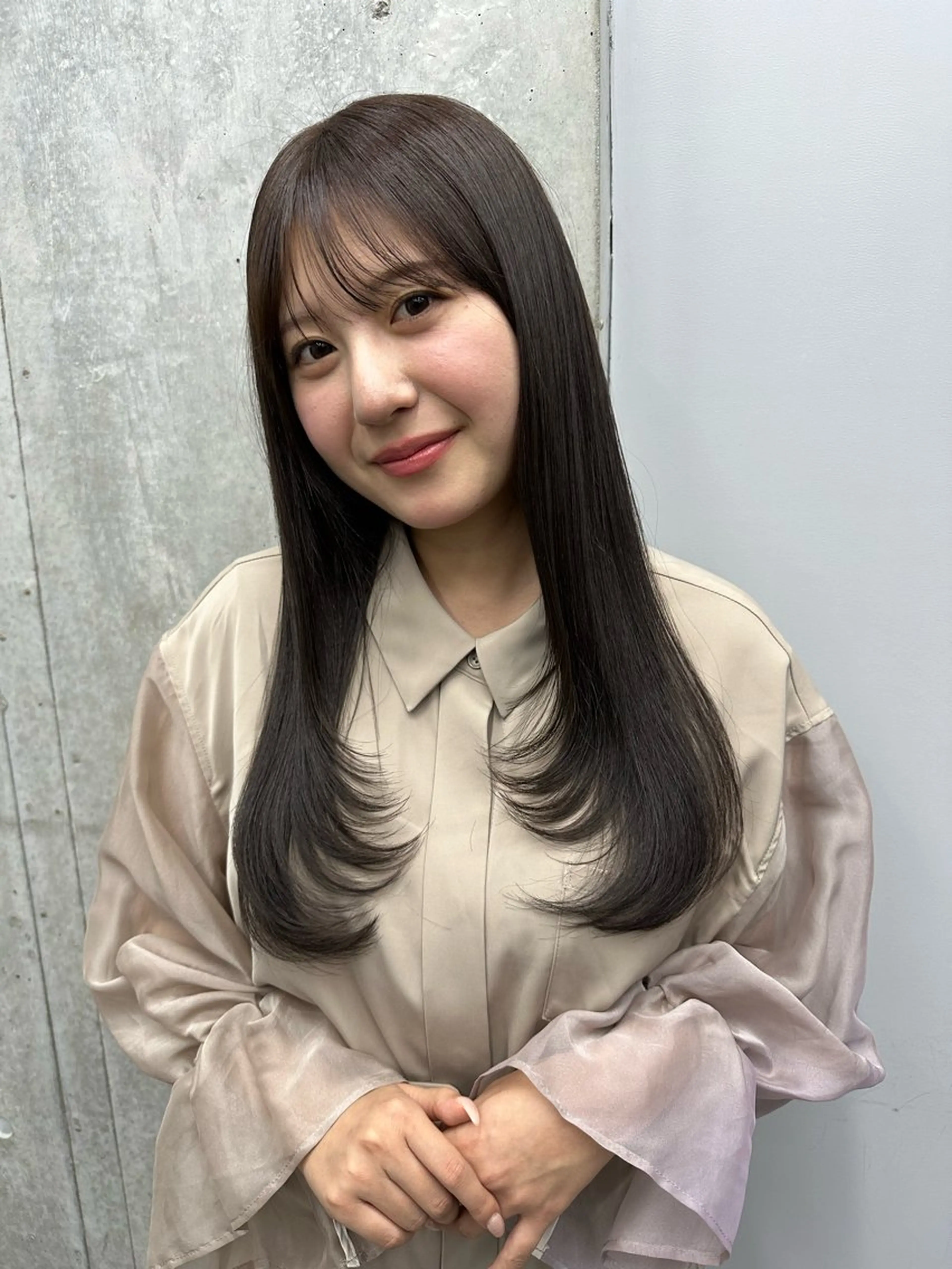 ロング カット ヘアカラー トリートメント 韓国風/ワンホンヘア 髪質改善/MaCoのヘアスタイル