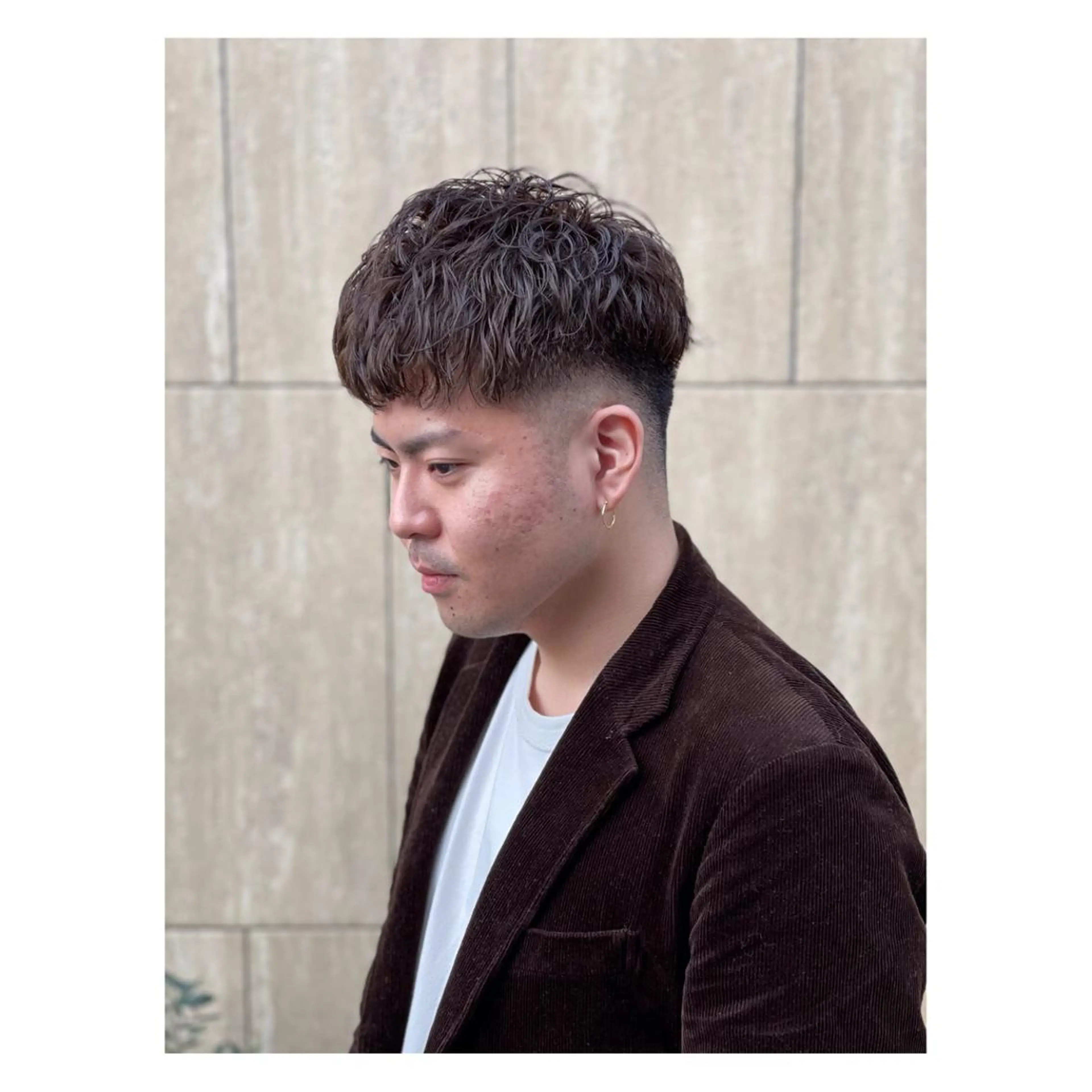 ショート パーマ メンズ BASUKIA 西宮 甲子園口所属・𝙢𝙚𝙣'𝙨 𝙝𝙖𝙞𝙧高津のヘアスタイル