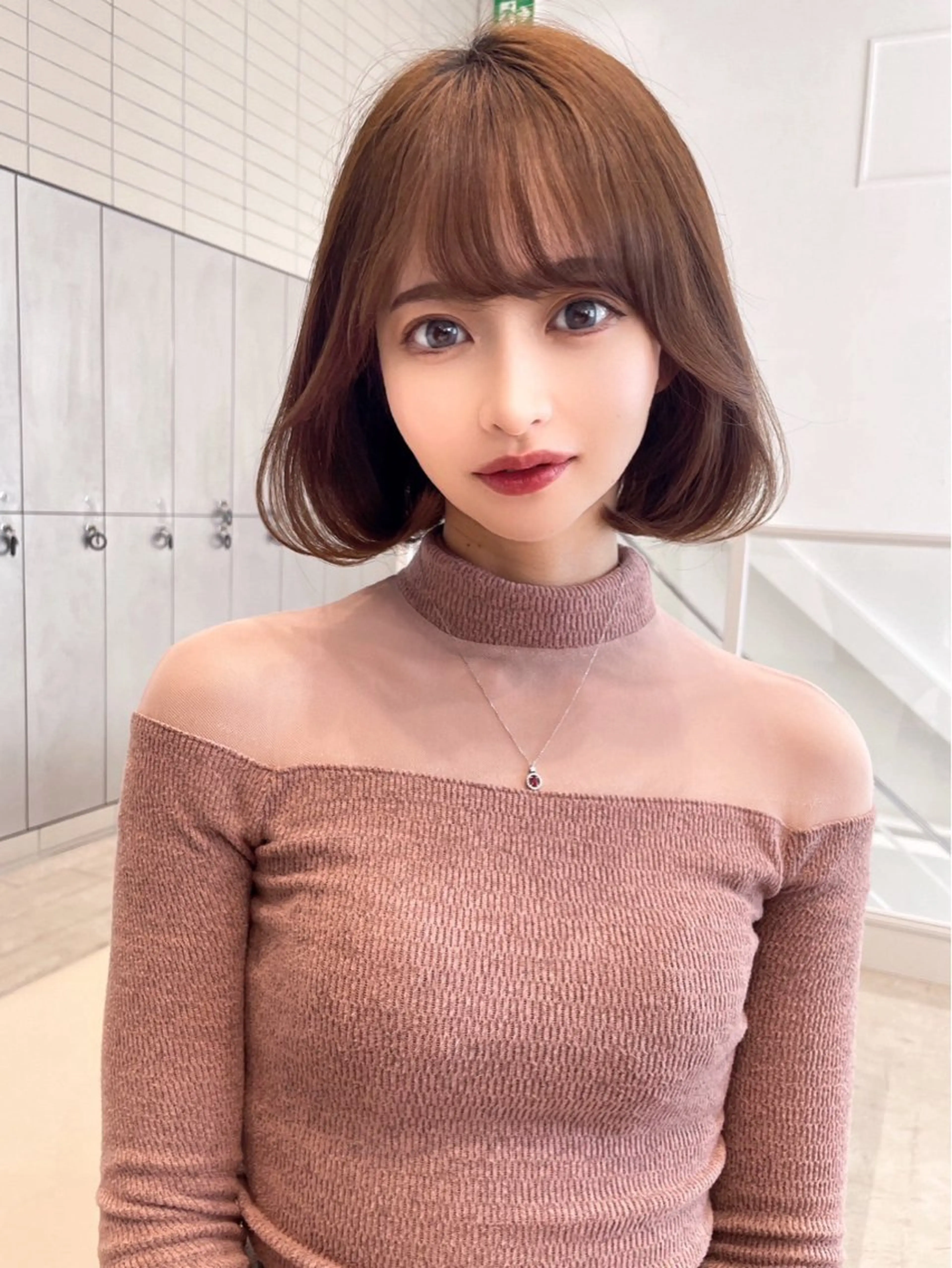 ミディアム カラー ヘアアレンジ ブラウンカラー 透明感カラー みっちー/ブリーチ なしダブルカラーのヘアスタイル