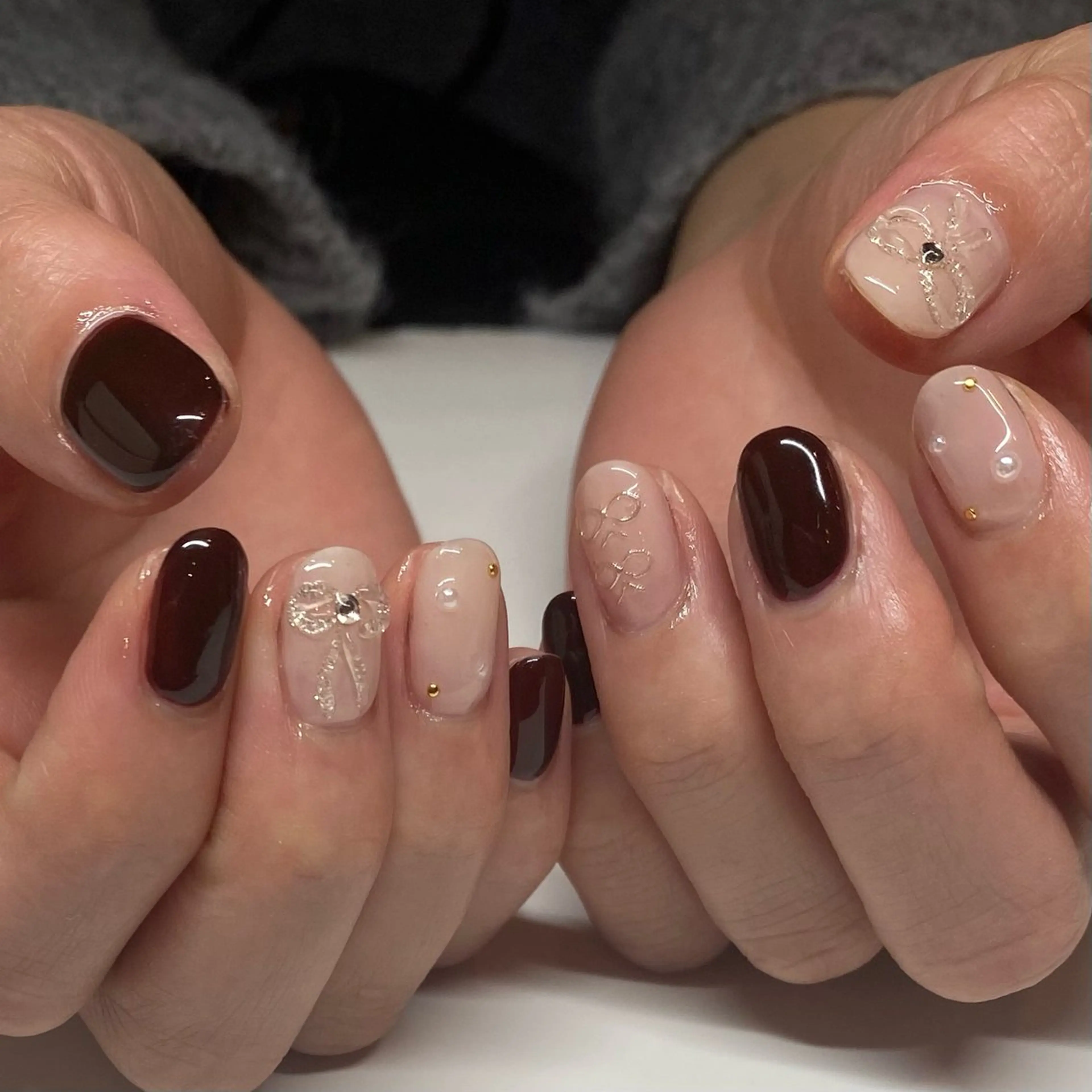 ネイル リボン 濵田 実沙/Manonのネイルデザイン