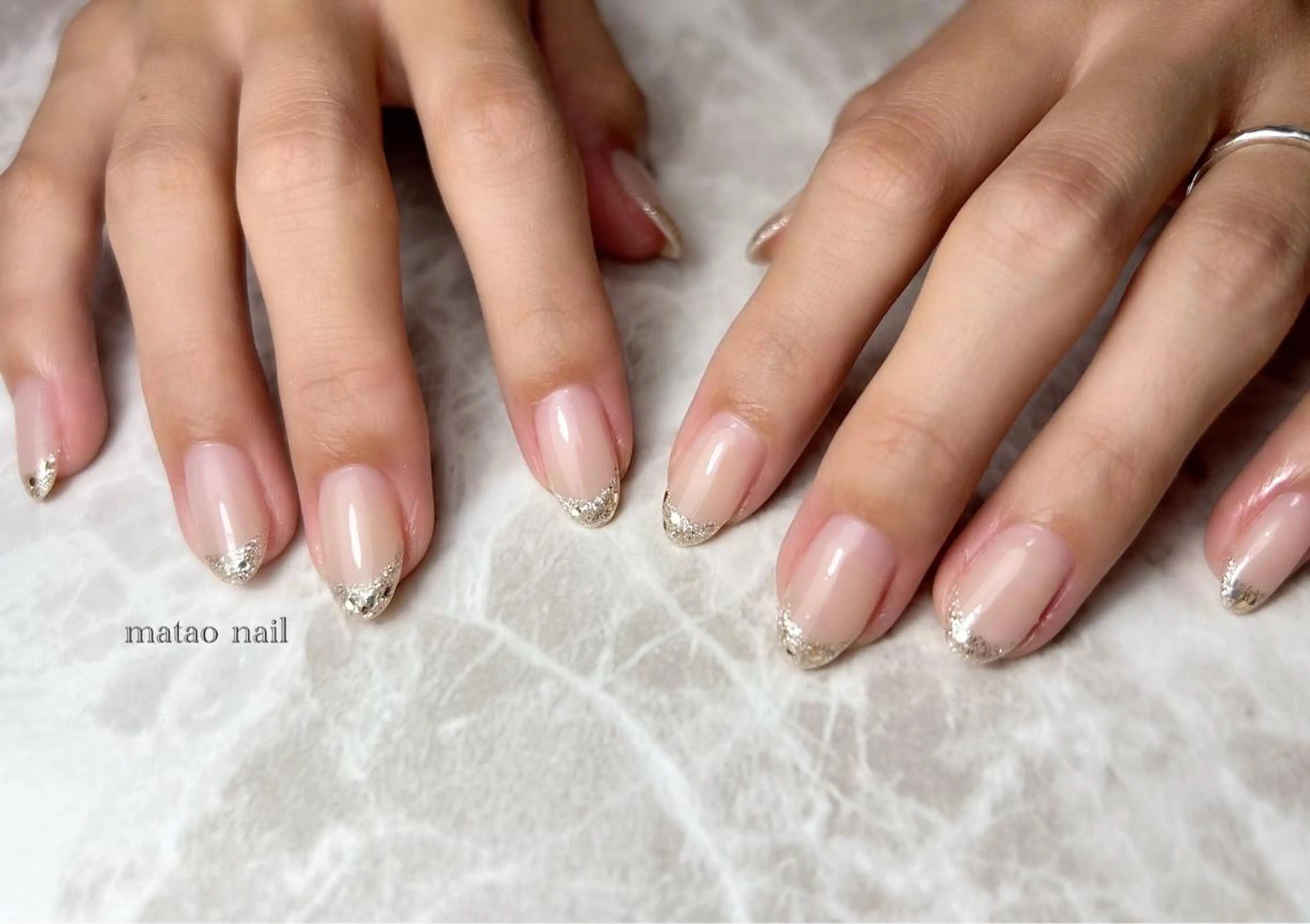 ネイル フレンチネイル ラメ(グリッター) シンプルネイル matao nailのネイルデザイン
