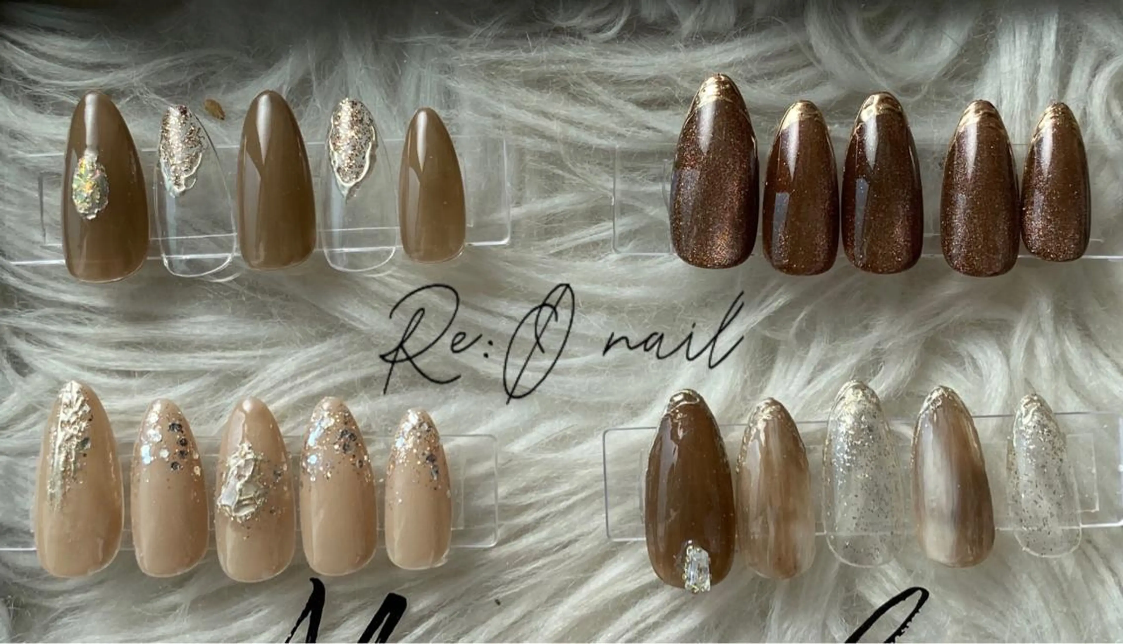 ネイル ブラウン ハンドネイル Re:Ø nail 🩵TSUJIのネイルデザイン