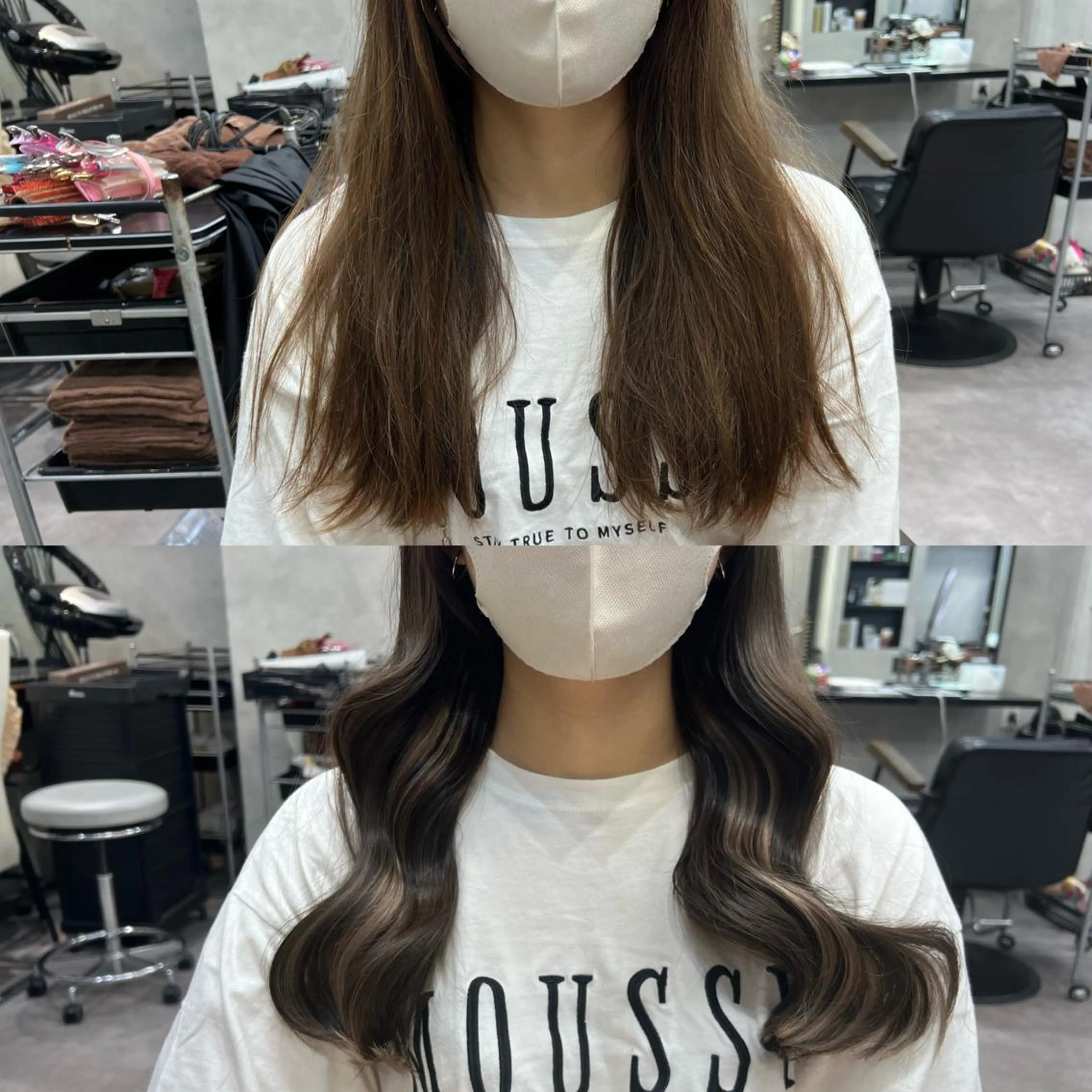ロング カラー ヘアアレンジ シールエクステ アディクシーカラー アッシュ バレイヤージュ ベージュカラー ヘアカラー エクステ ar+ ❤︎ maiのヘアスタイル
