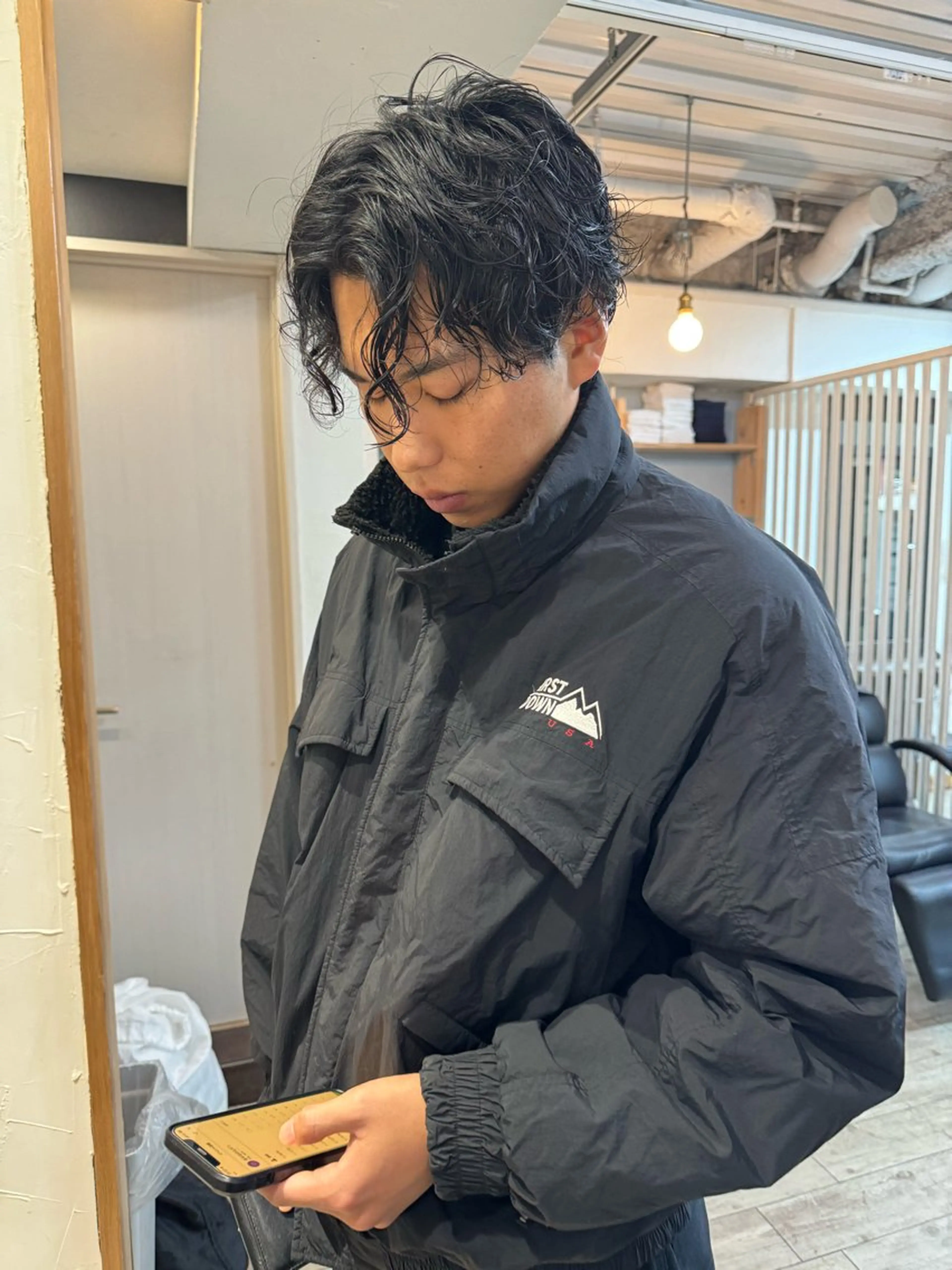 カラー パーマ メンズ アップバング センターパート マッシュ メンズパーマ スパイキーショート 【池袋/スパイキー ショート】ⓝⓘⓜⓤのヘアスタイル