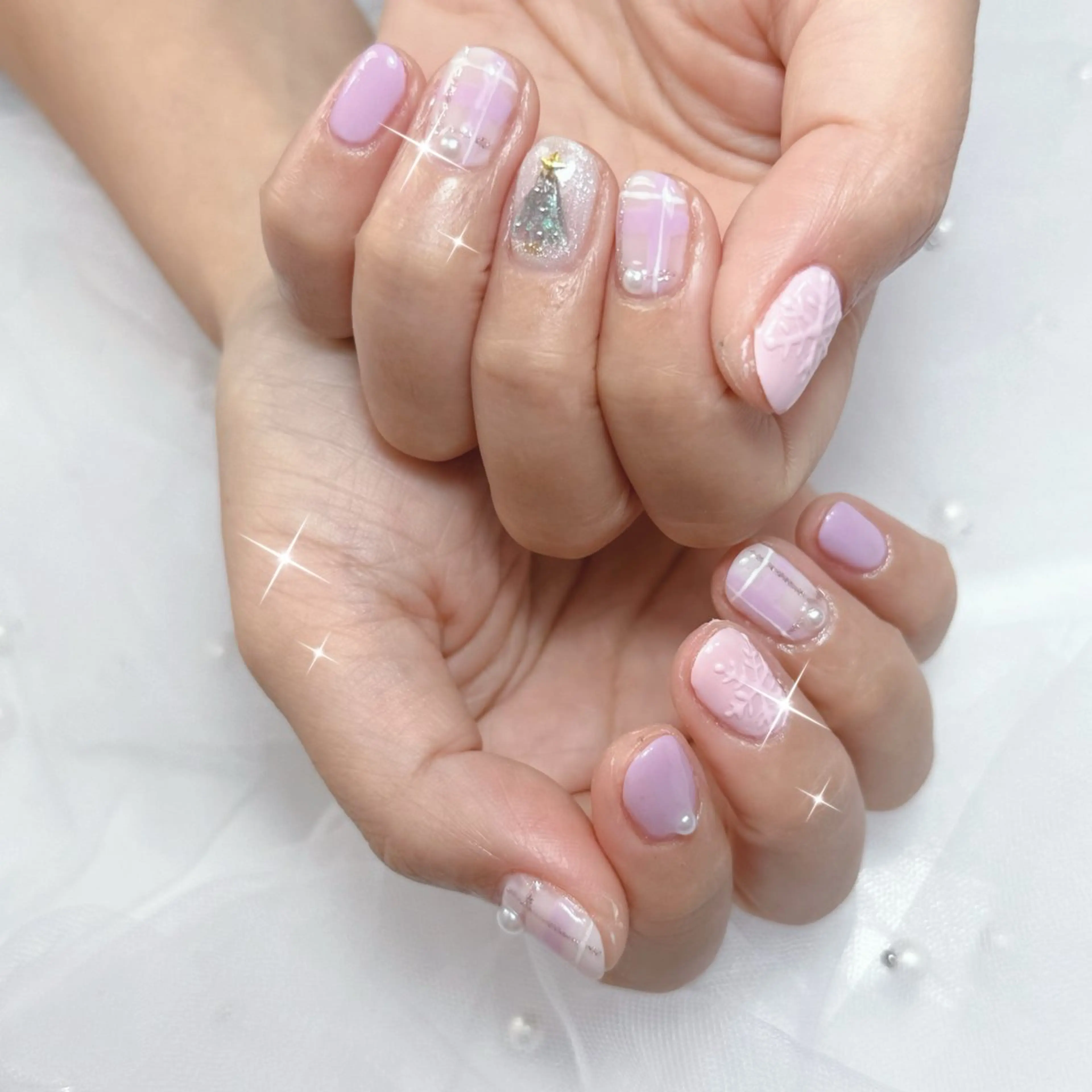 ネイル 持ち込み ショートネイル 冬ネイル L'ino nailのネイルデザイン