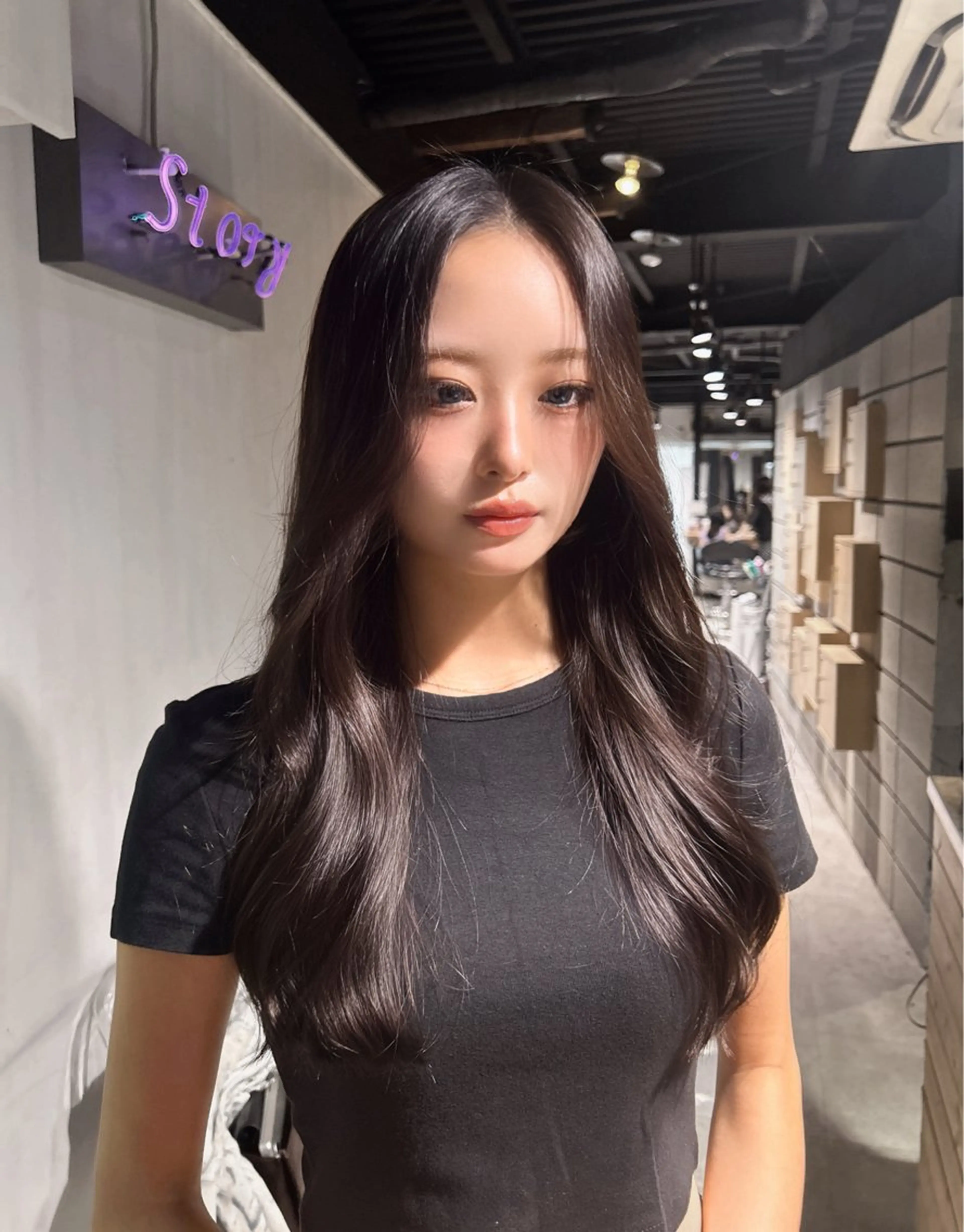 ロング 韓国風カラー 姫カット 韓国風ヘア レイヤーカット ワンホンレイヤー MEI🎀垢抜けカラ ー🎀韓国styleのヘアスタイル