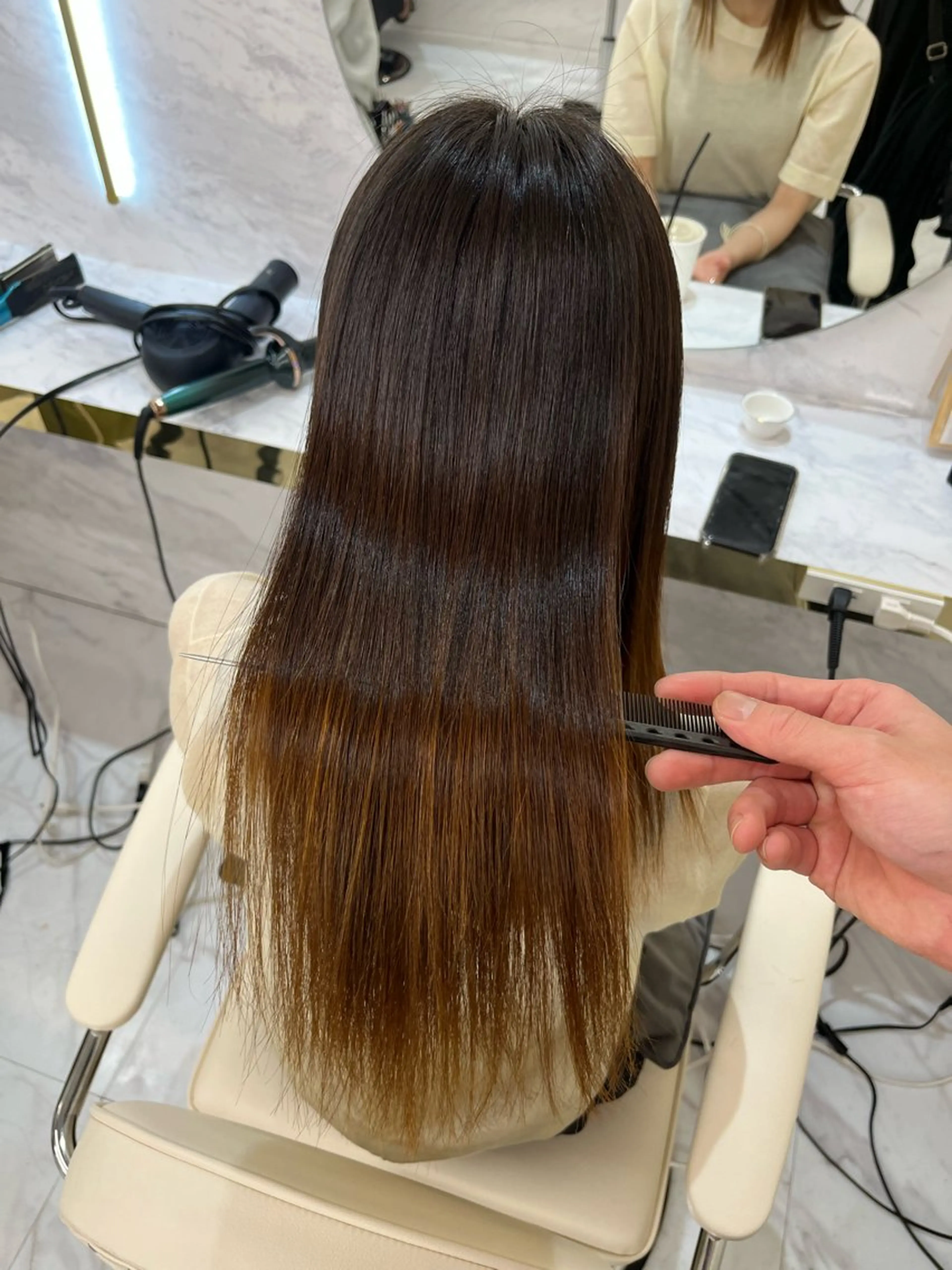 ロング カット 縮毛矯正 トリートメント 韓国風🫧髪質改善 村上　蒼生のヘアスタイル