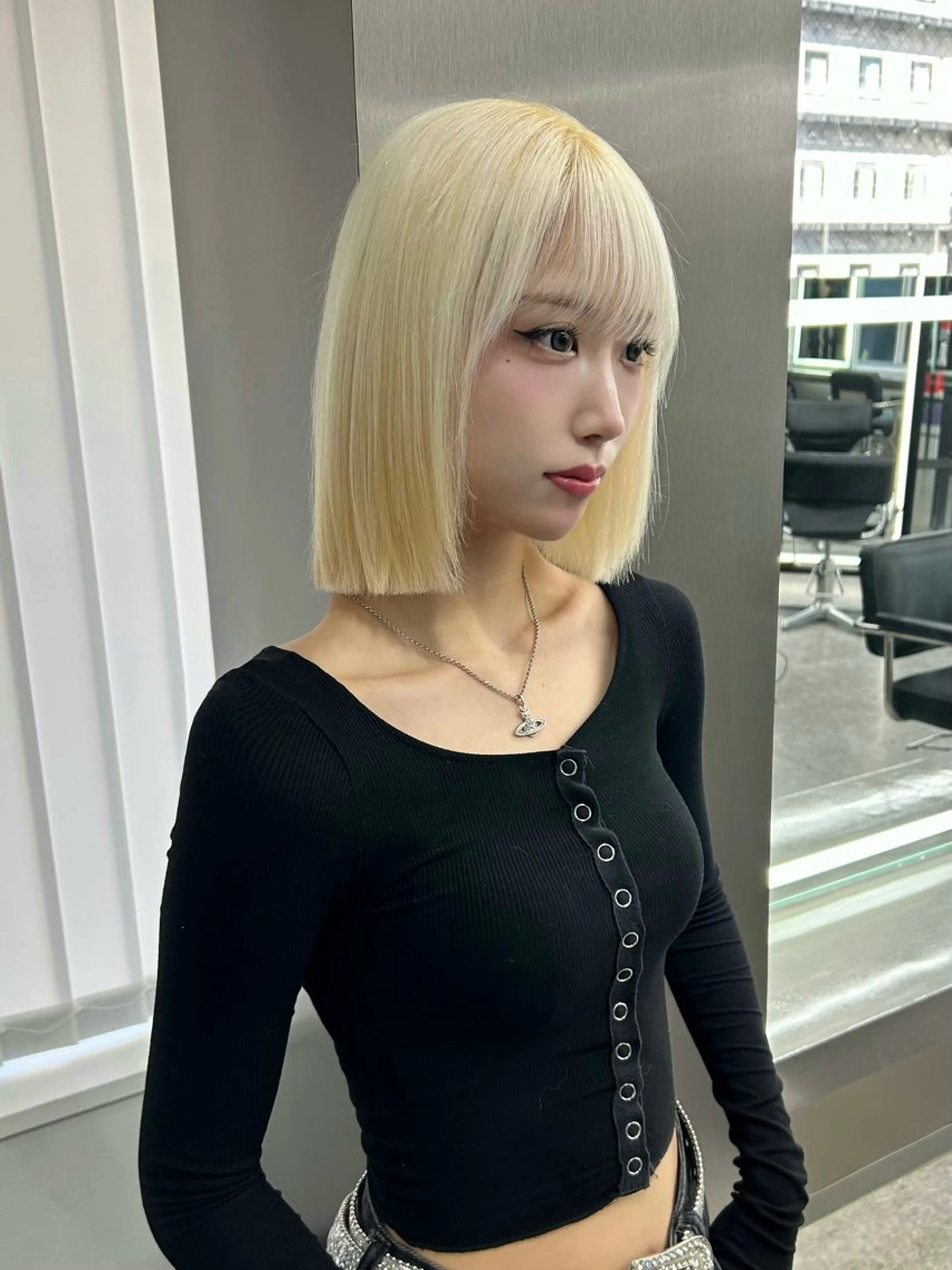 ミディアム カラー カット ヘアカラー LANDS所属・nanaka 🤍韓国ワンホンヘアのヘアスタイル