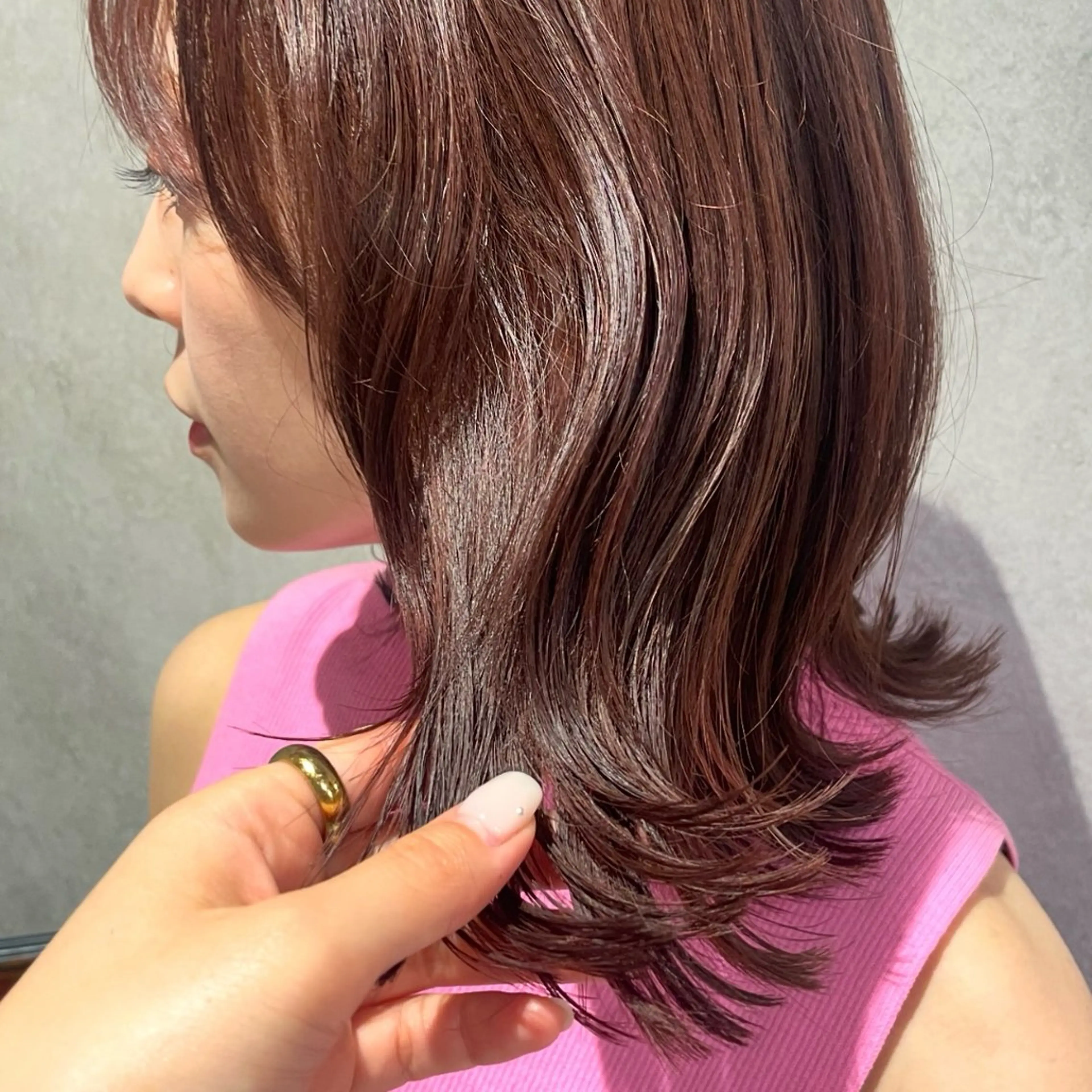 ミディアム カラー カット ヘアカラー トリートメント yumemiレイヤー ‎✴︎ 透明感カラーのヘアスタイル