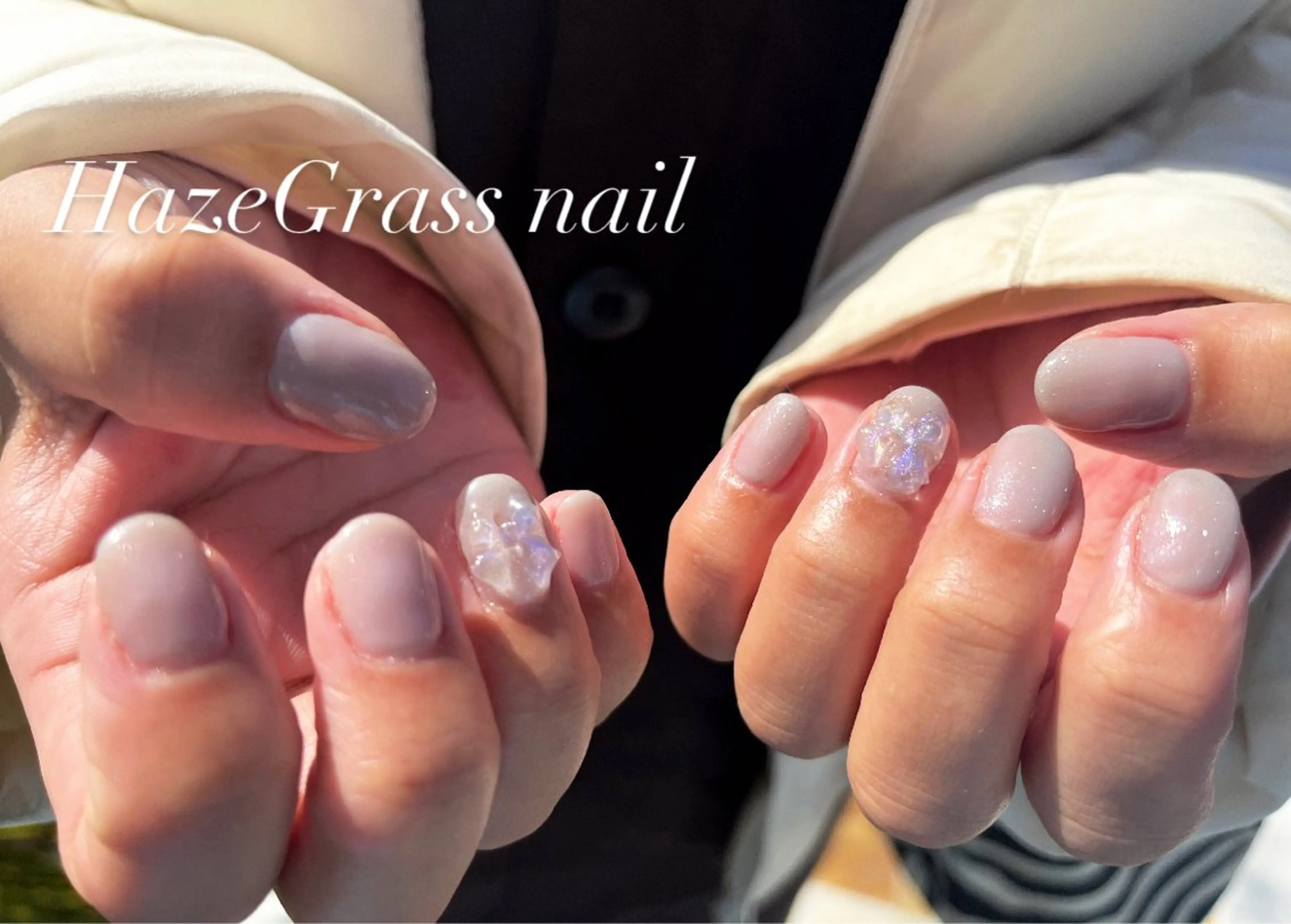 ネイル リボン ハンドネイル HazeGrass NAILのネイルデザイン