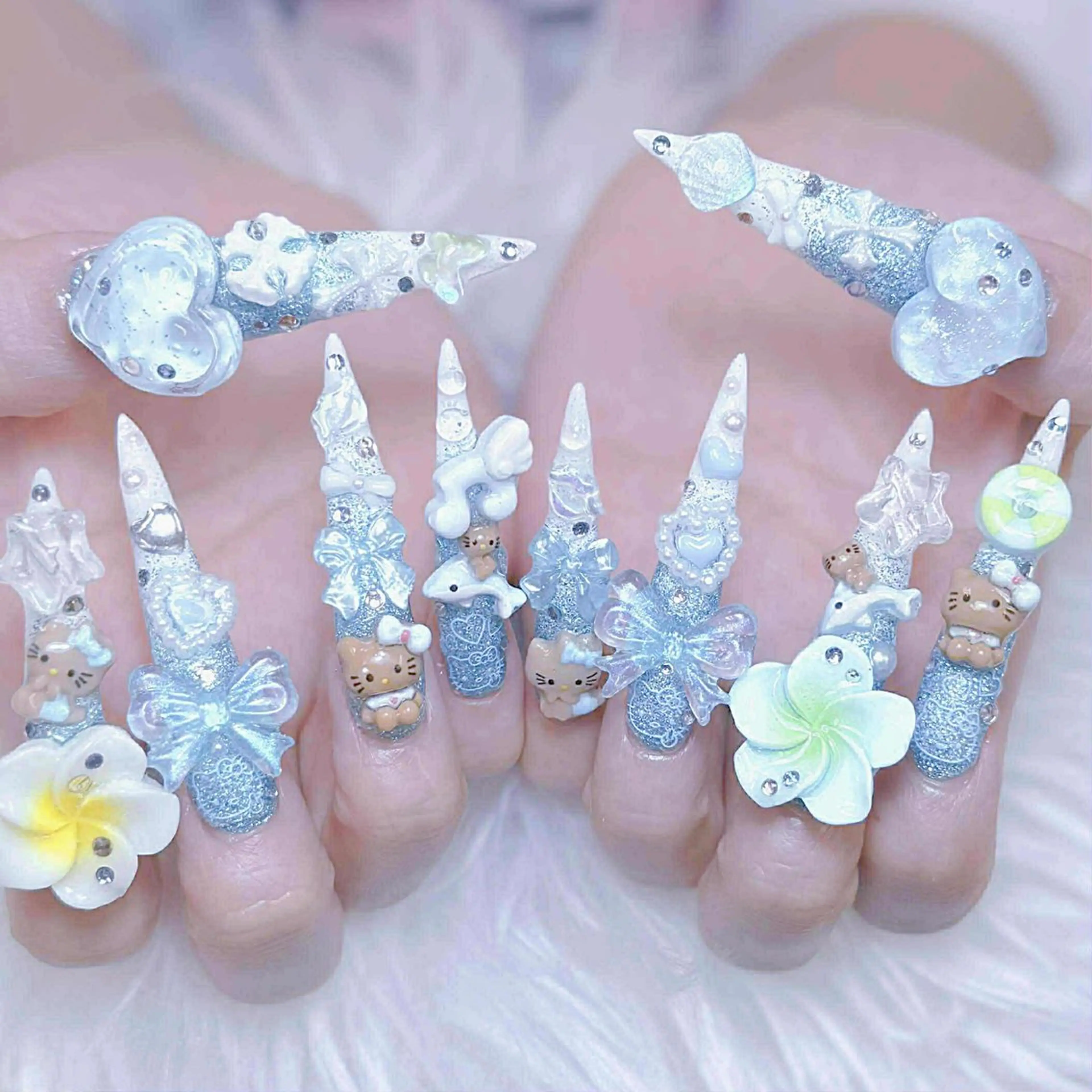 ネイル チークネイル 長さ出し フットネイル マグネットネイル 持ち込み ハンドネイル ANH NAIL ゴテゴテ専門店💎のネイルデザイン