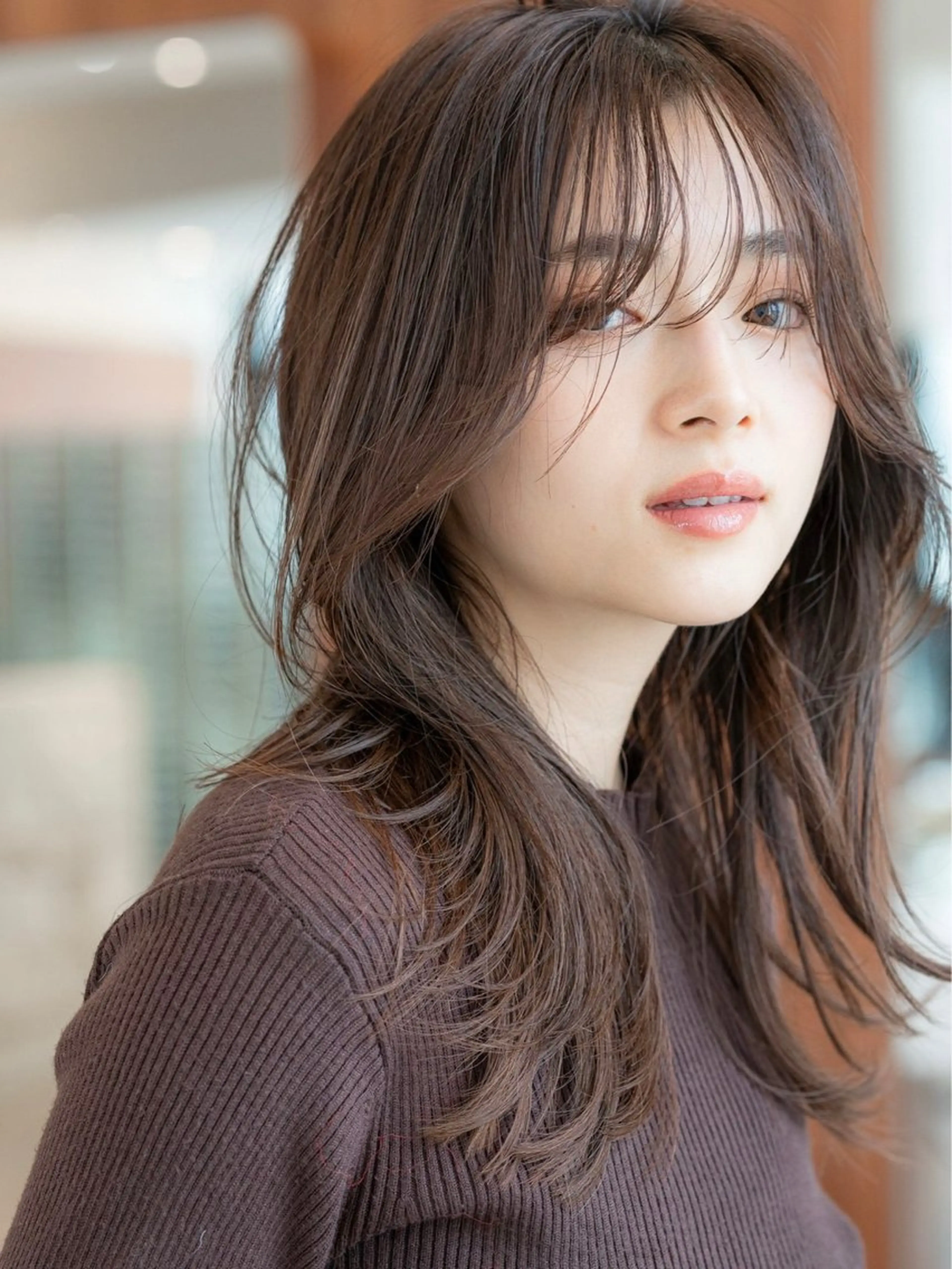 セミロング カラー ブラウンカラー ショコラブラウン グレージュ 韓国風ヘア レイヤーカット カット ヘアカラー トリートメント ヘアセット 韓国レイヤー🇰🇷 韓国研修◎渋谷カイトのヘアスタイル
