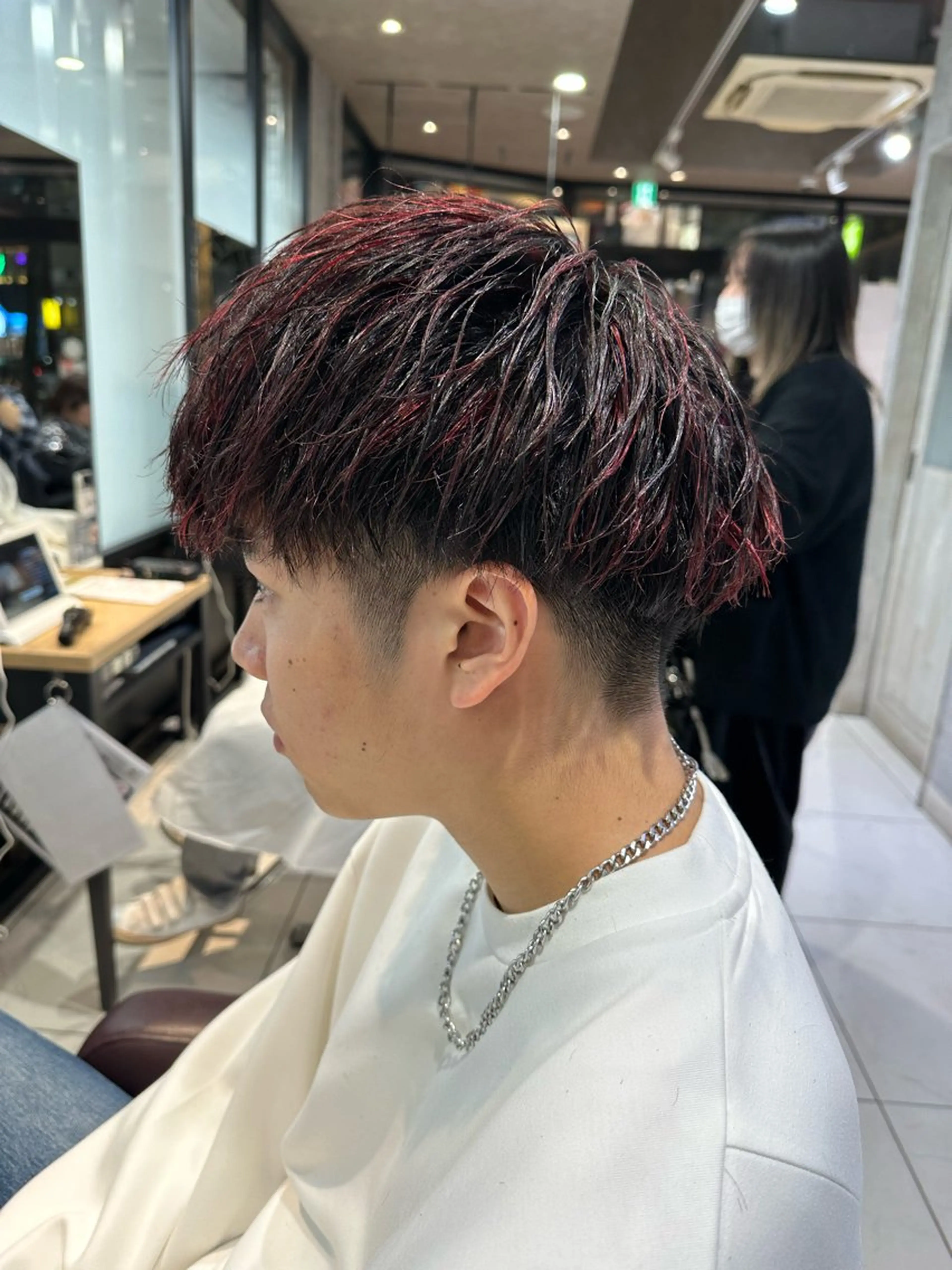 ショート カラー パーマ メンズ 髪質改善× ハイライト溝江のヘアスタイル