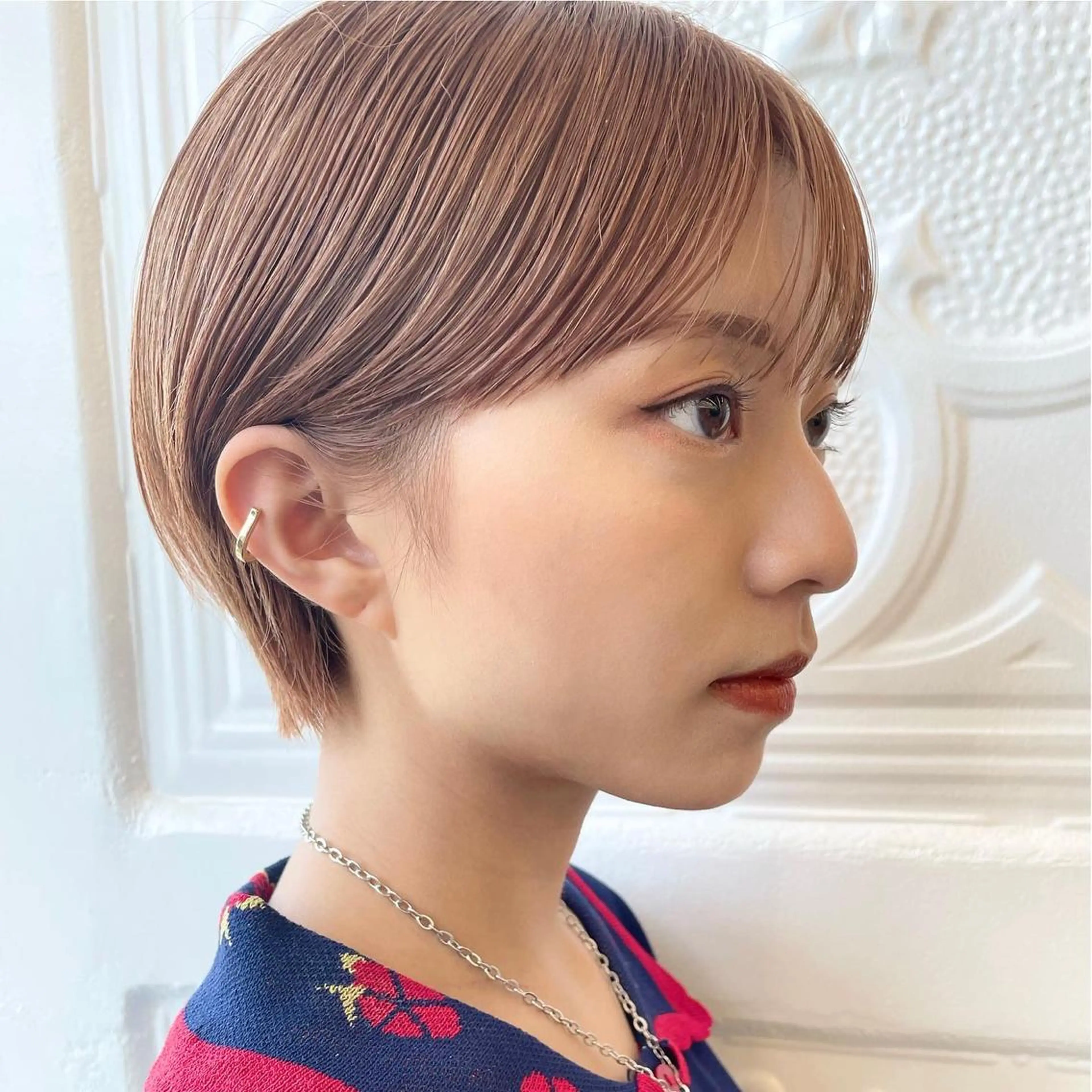 ショート カラー ハイトーンカラー ハイトーンオレンジ オレンジ ショートヘア 似合わせショート/透 明感カラー/西田祐賀のヘアスタイル
