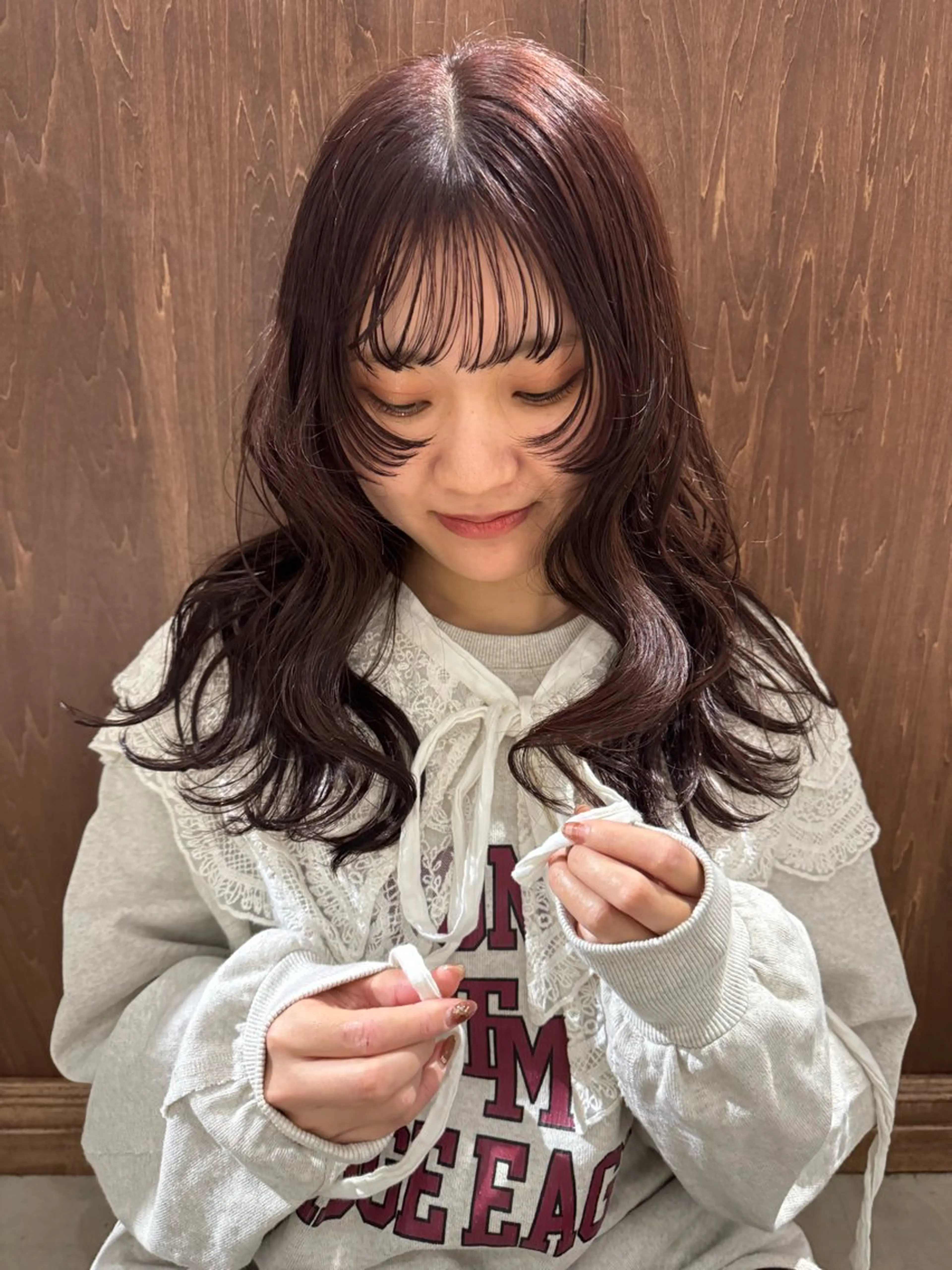 ミディアム カラー ブラウンカラー ピンクカラー ピンクブラウン yuka🥕 橿原神宮前のヘアスタイル