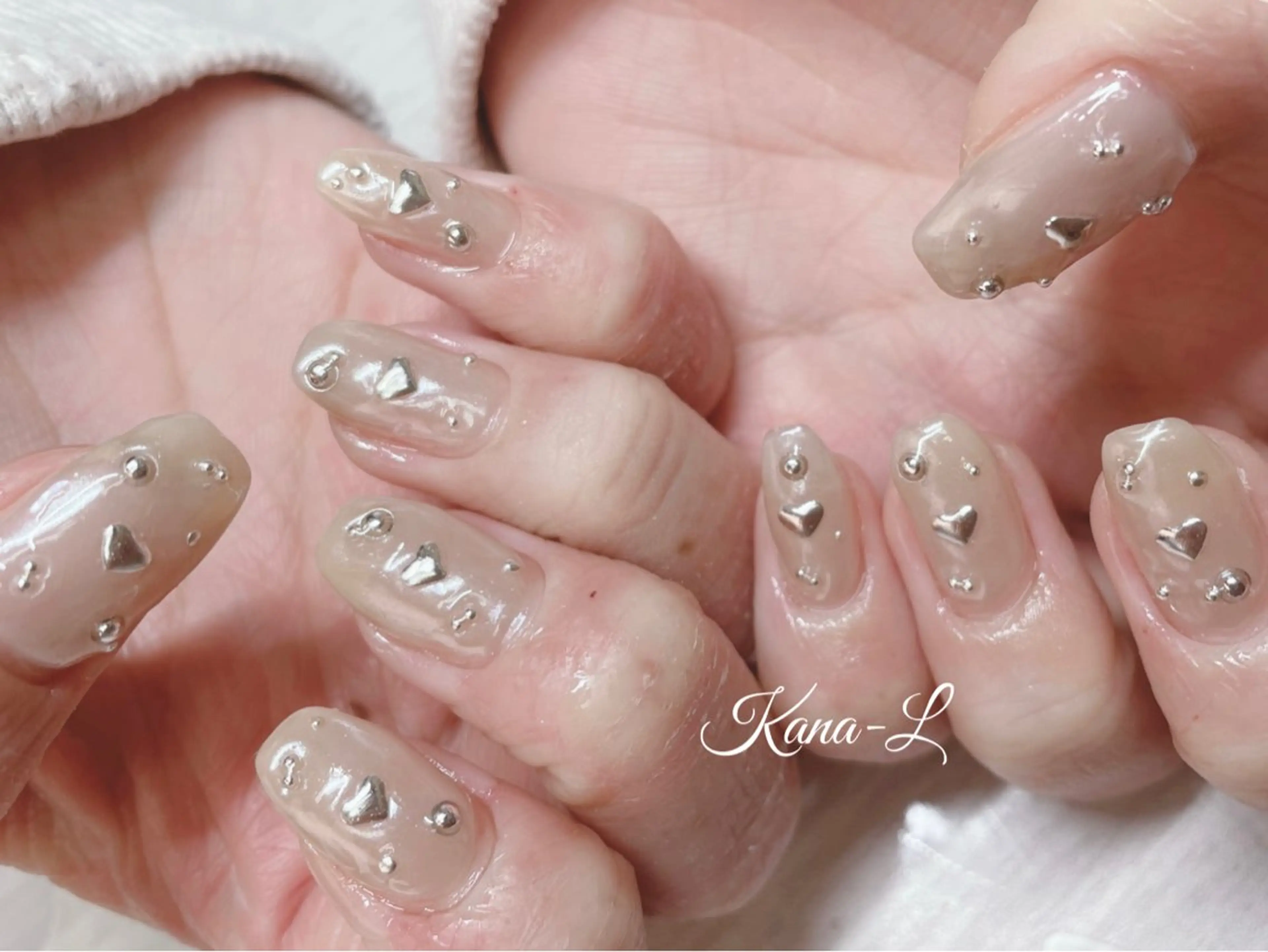 ネイル ジェルネイル ハート 韓国ネイル ミラーネイル パラジェル 芦辺 香奈のネイルデザイン