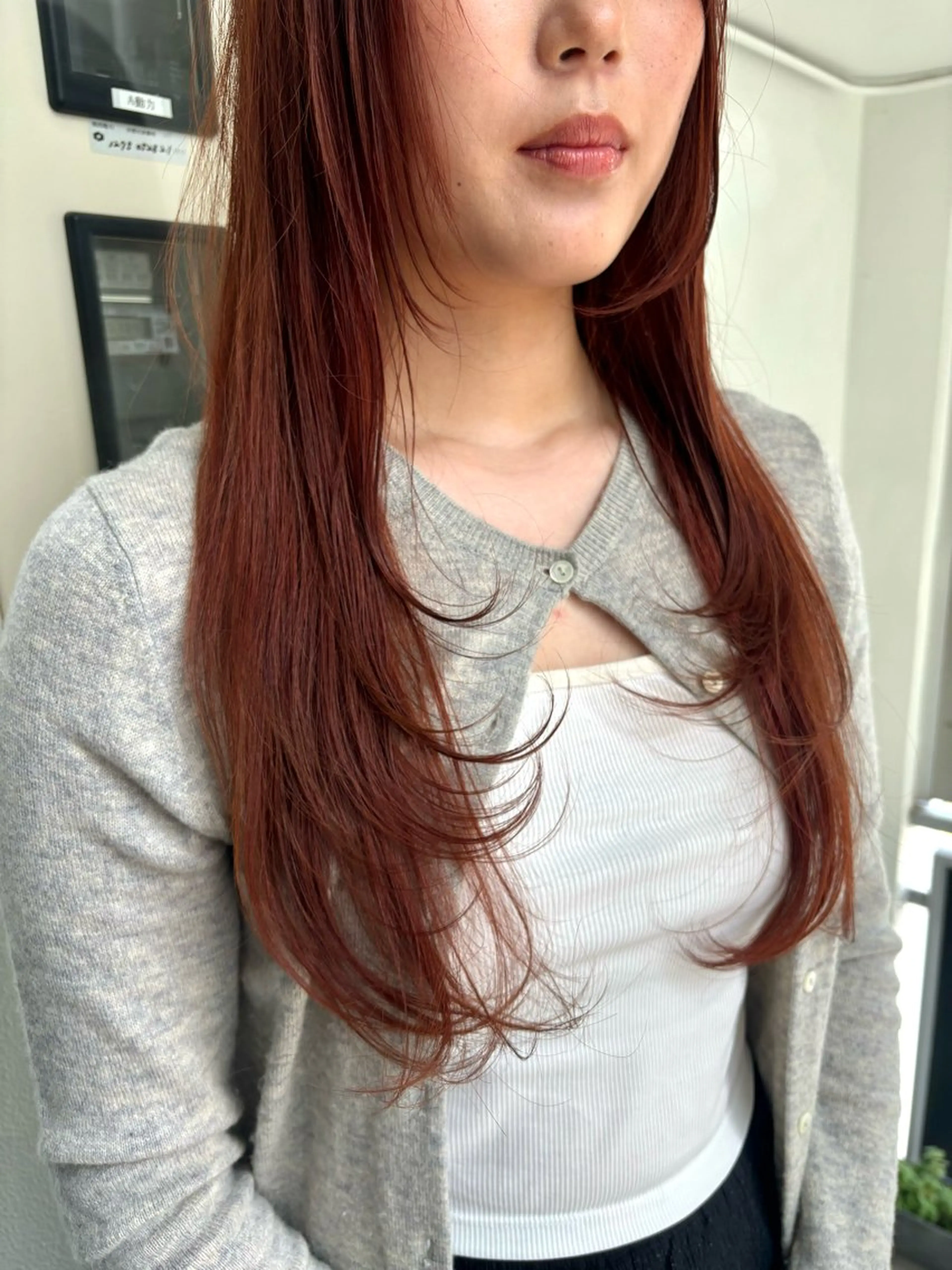 ロング カラー ブリーチ ブリーチなしカラー オレンジ ヘアカラー トリートメント 田代 佳穂のヘアスタイル