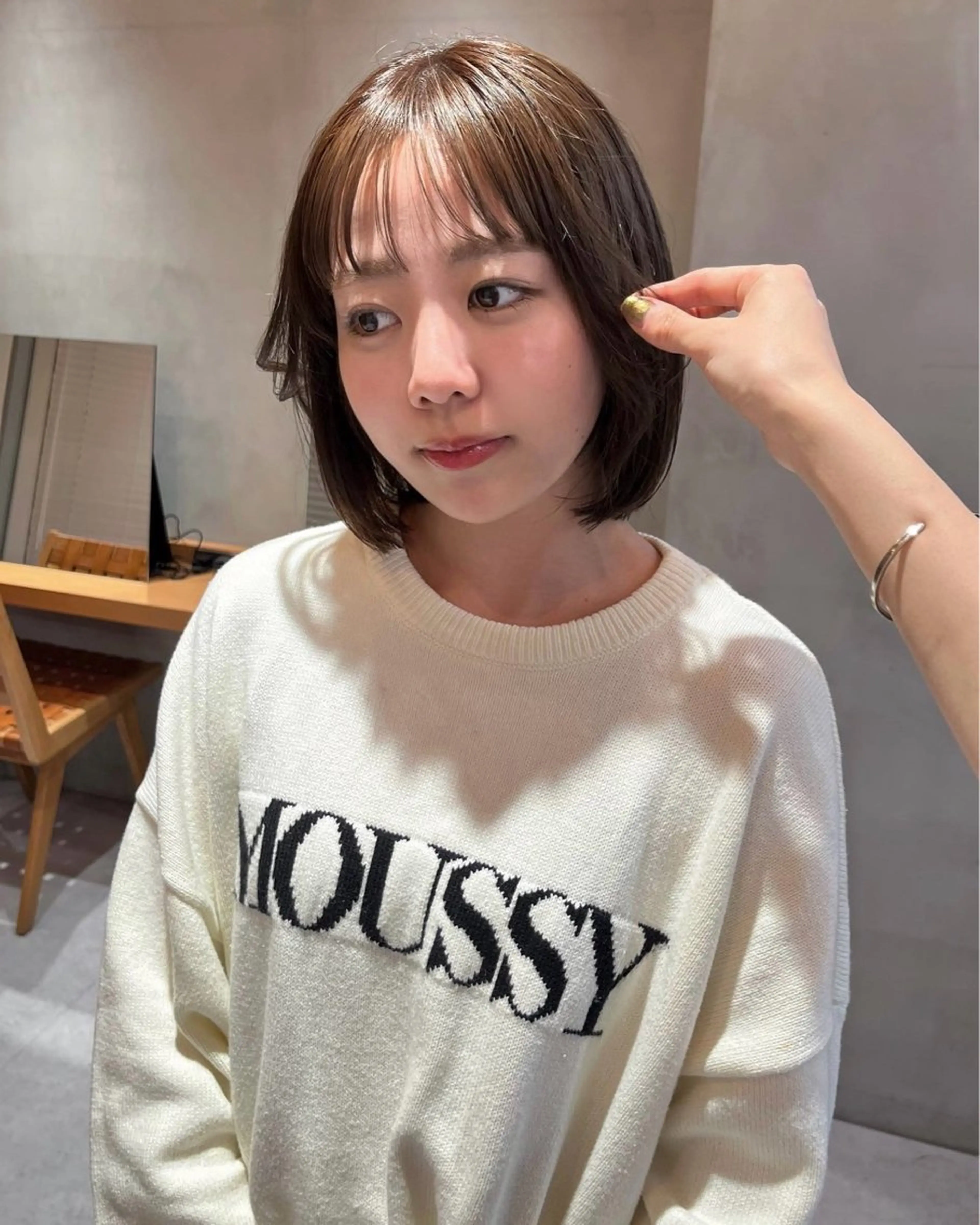 ミディアム カラー カット トリートメント 韓国ボブ＆顔まわり レイヤー♡TOMOEのヘアスタイル
