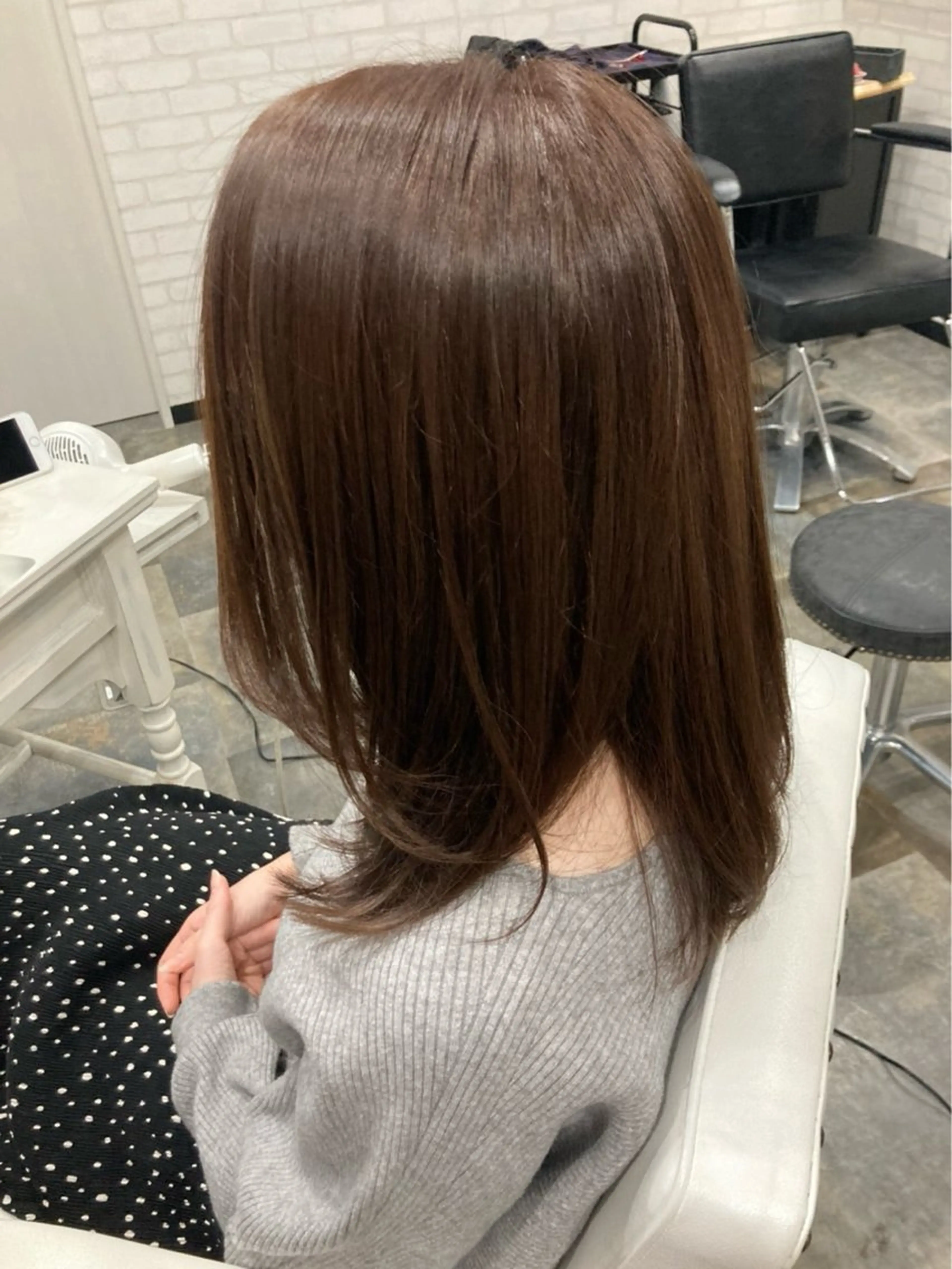 ミディアム ボブレイヤー ミディアムパーマ ミストバング ボブ ハイライト カット ヘアカラー トリートメント The Apartment of Solon Citta 船橋609所属・髪質改善/美髪/個室 /マンツーマン/ハラのヘアスタイル