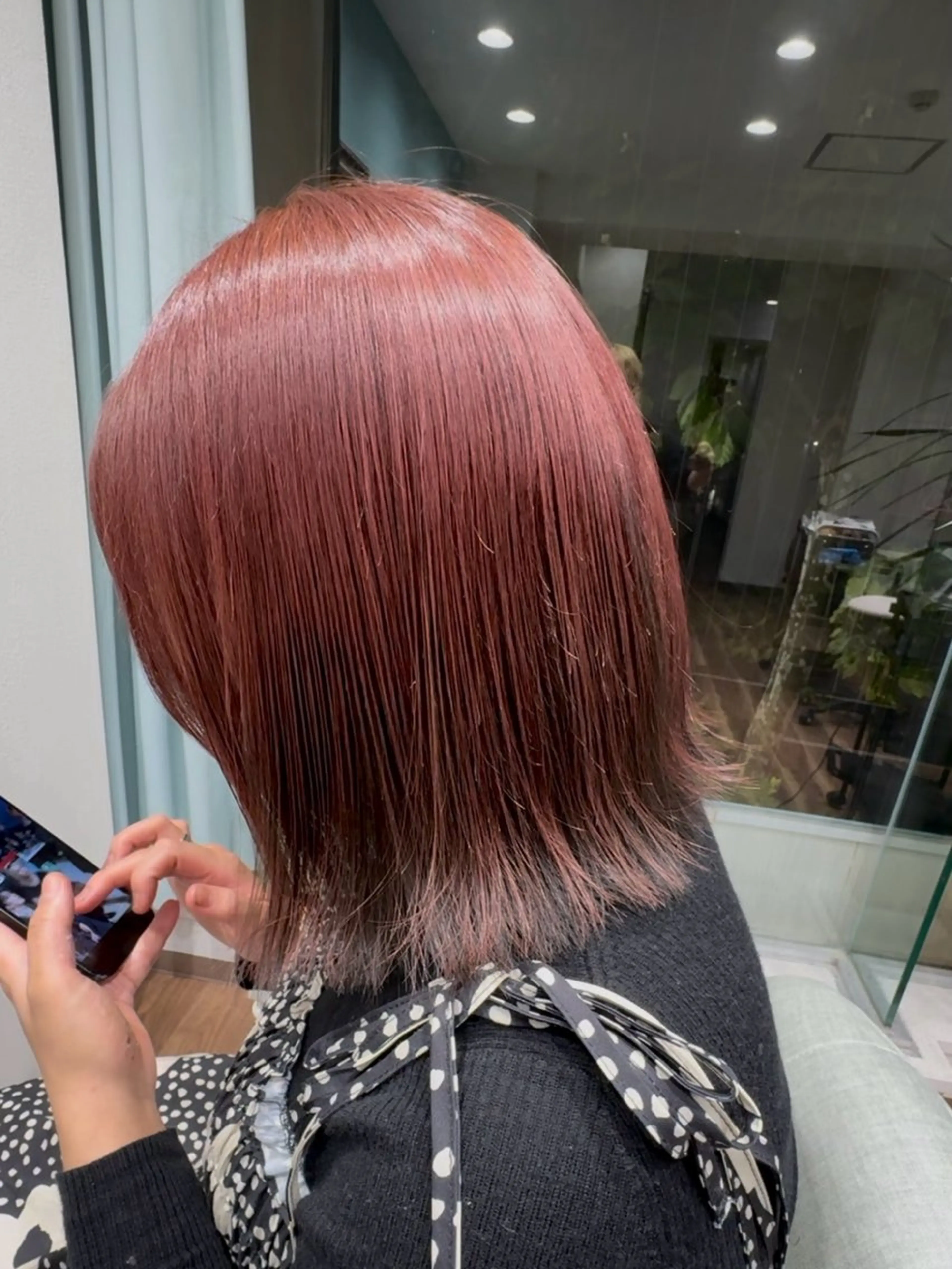 ミディアム カラー レッドカラー ボブ ヘアカラー トリートメント ハイトーン/美髪矯正 /ボブ特化/SOMAのヘアスタイル