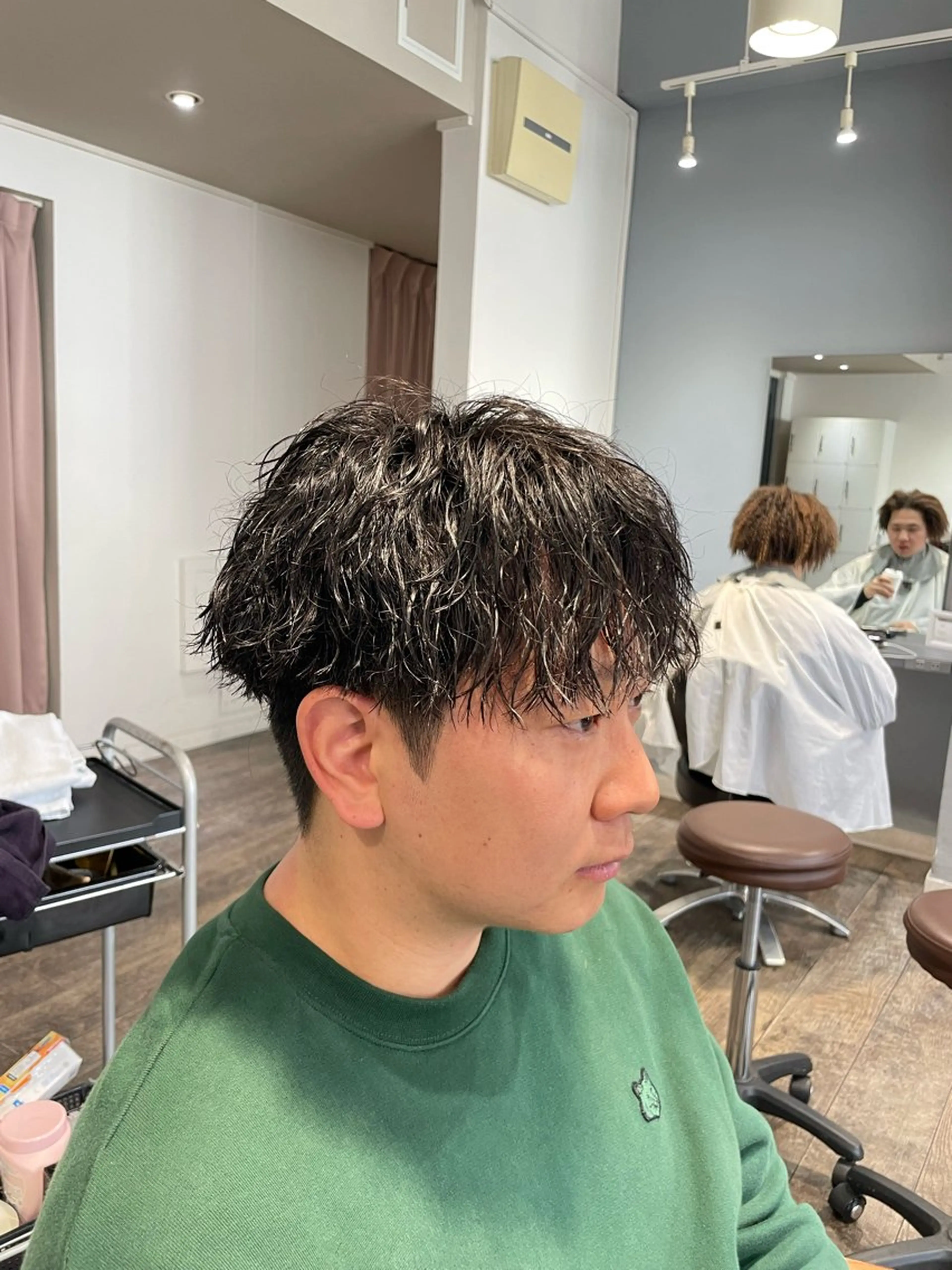 ショート パーマ メンズ カット パーマ ヘアセット メンズ/メンズパーマ /心斎橋/新地政紀のヘアスタイル