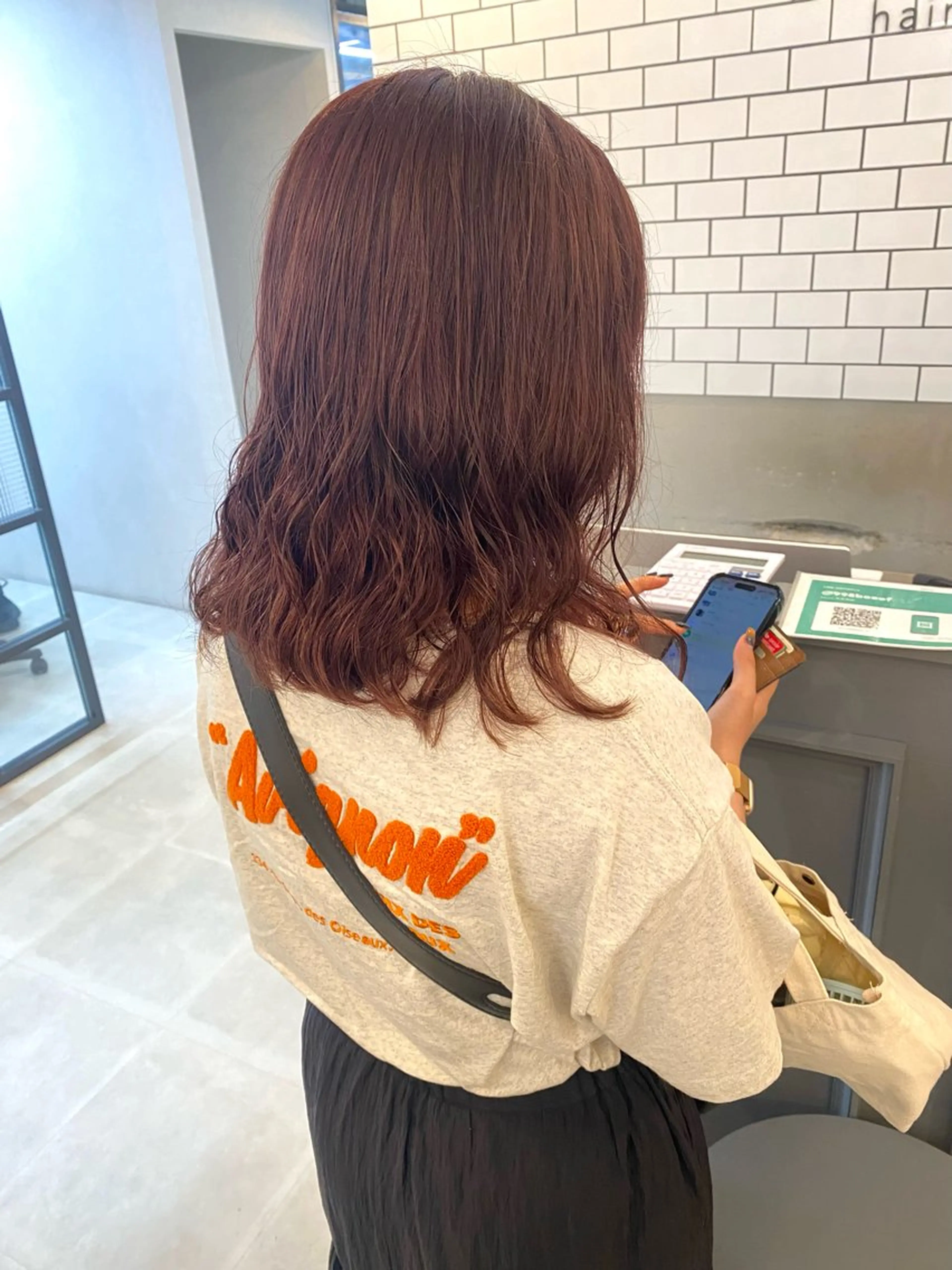 ミディアム ピンクブラウン カット ヘアカラー トリートメント HARUKA🍒 tocca天王寺のヘアスタイル