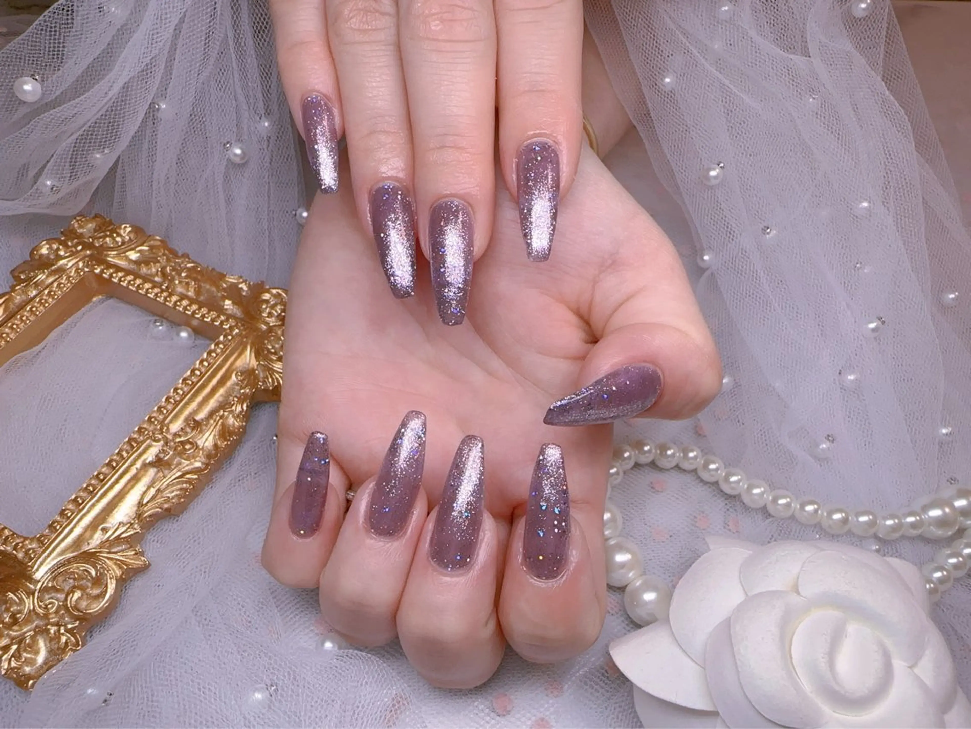 ネイル オーロラネイル フットネイル 韓国ネイル ラメ(グリッター) ラメグラデーション ハンドネイル Belle nail salon 新小岩のネイルデザイン