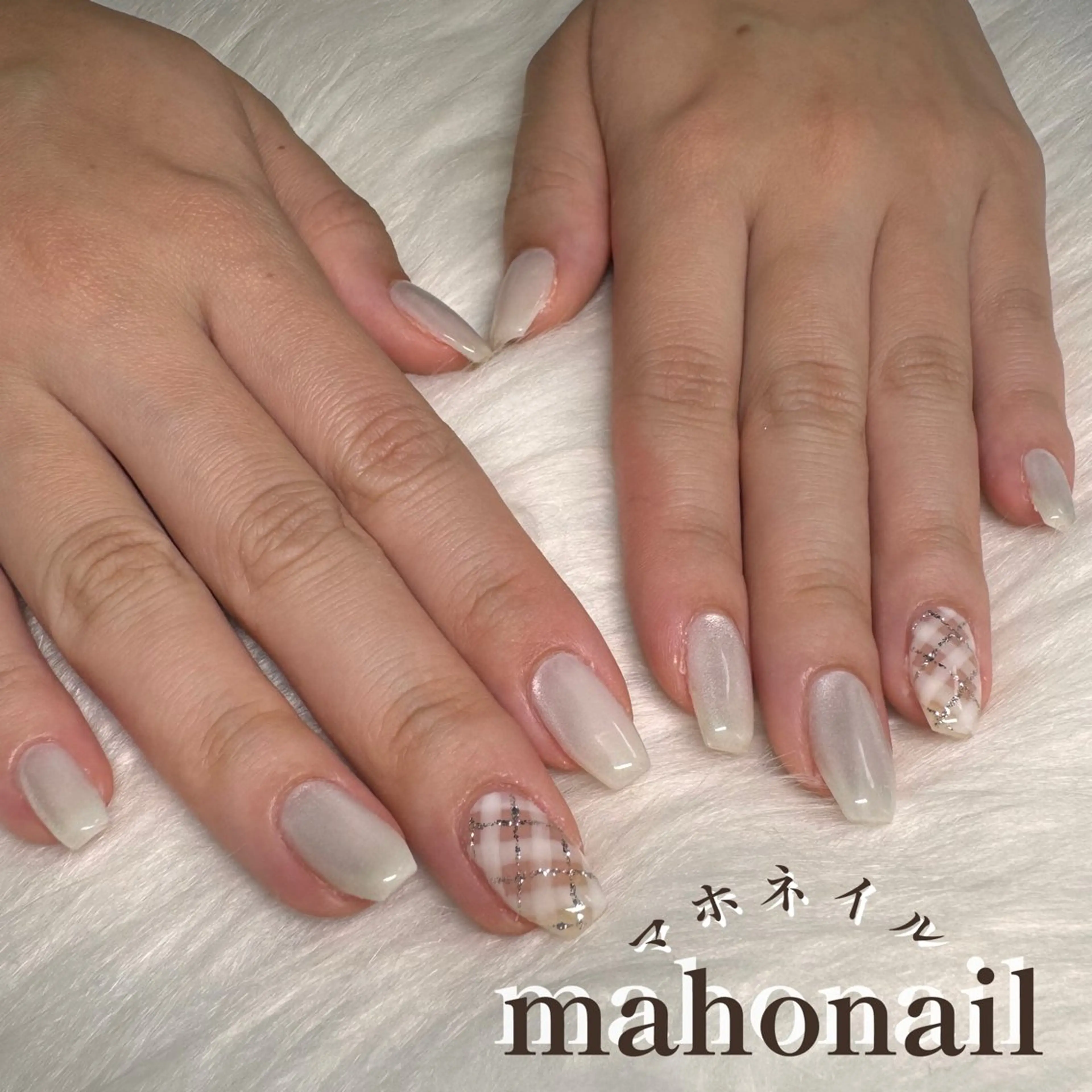 ネイル アートネイル マグネットネイル ワンカラーネイル ホワイト maho nail マホネイルのネイルデザイン