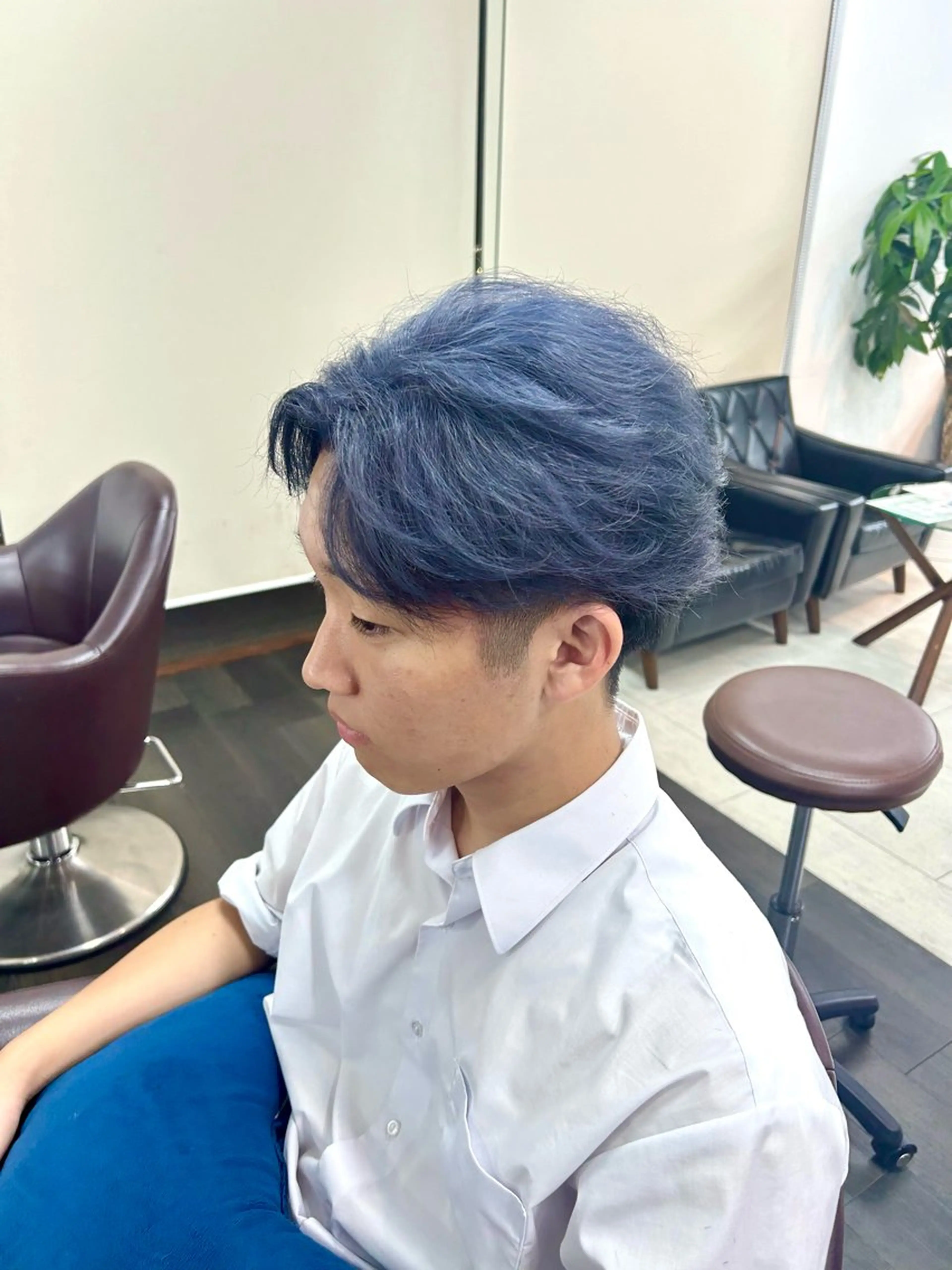 ショート カラー メンズ メンズブリーチ ブリーチ ブルーカラー シルバー ヘアカラー メンズパーマの達人 /タカシマダイスケのヘアスタイル