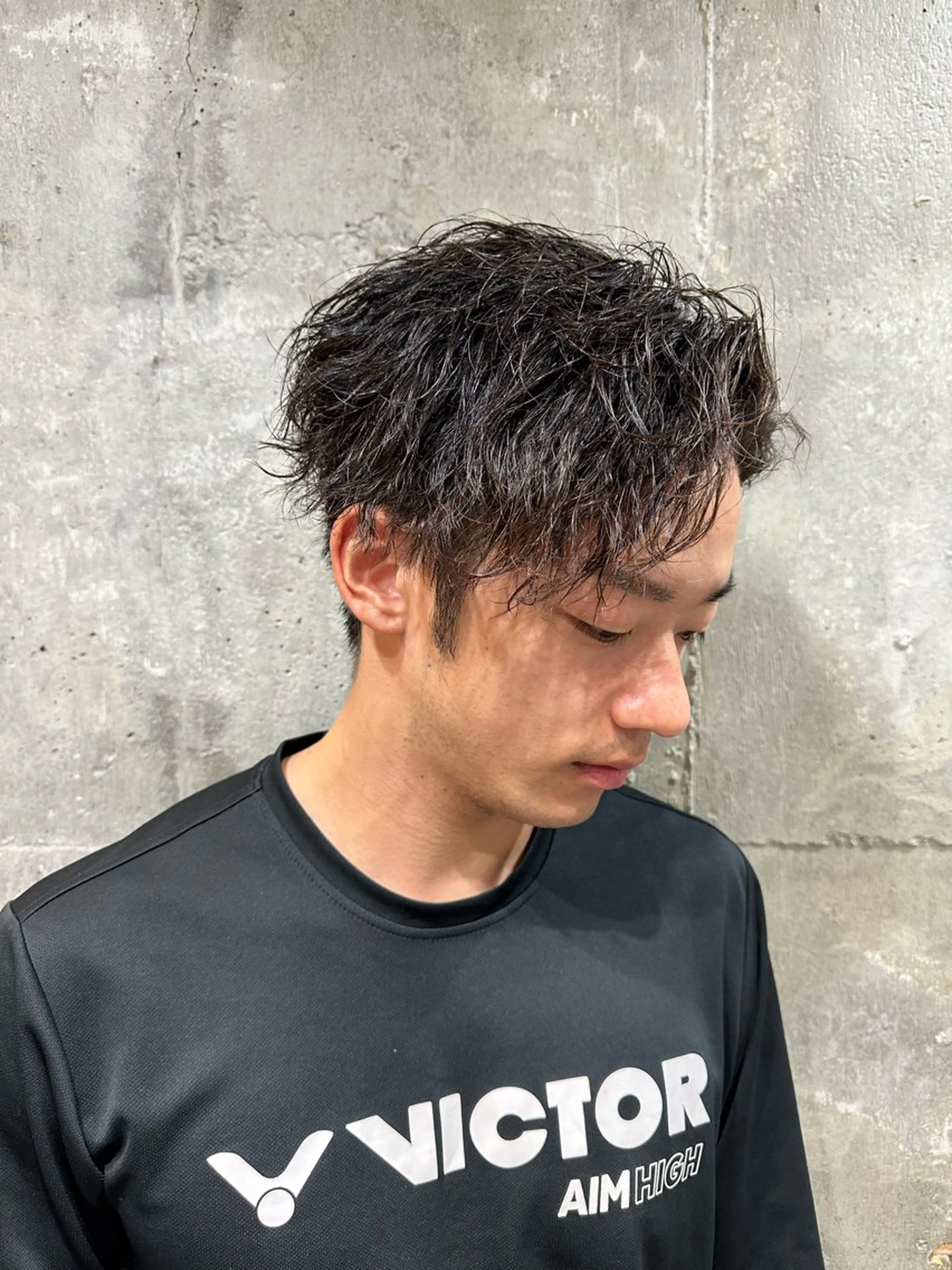 ショート パーマ メンズ アップバング メンズパーマ メンズサロン alfRed白井のヘアスタイル