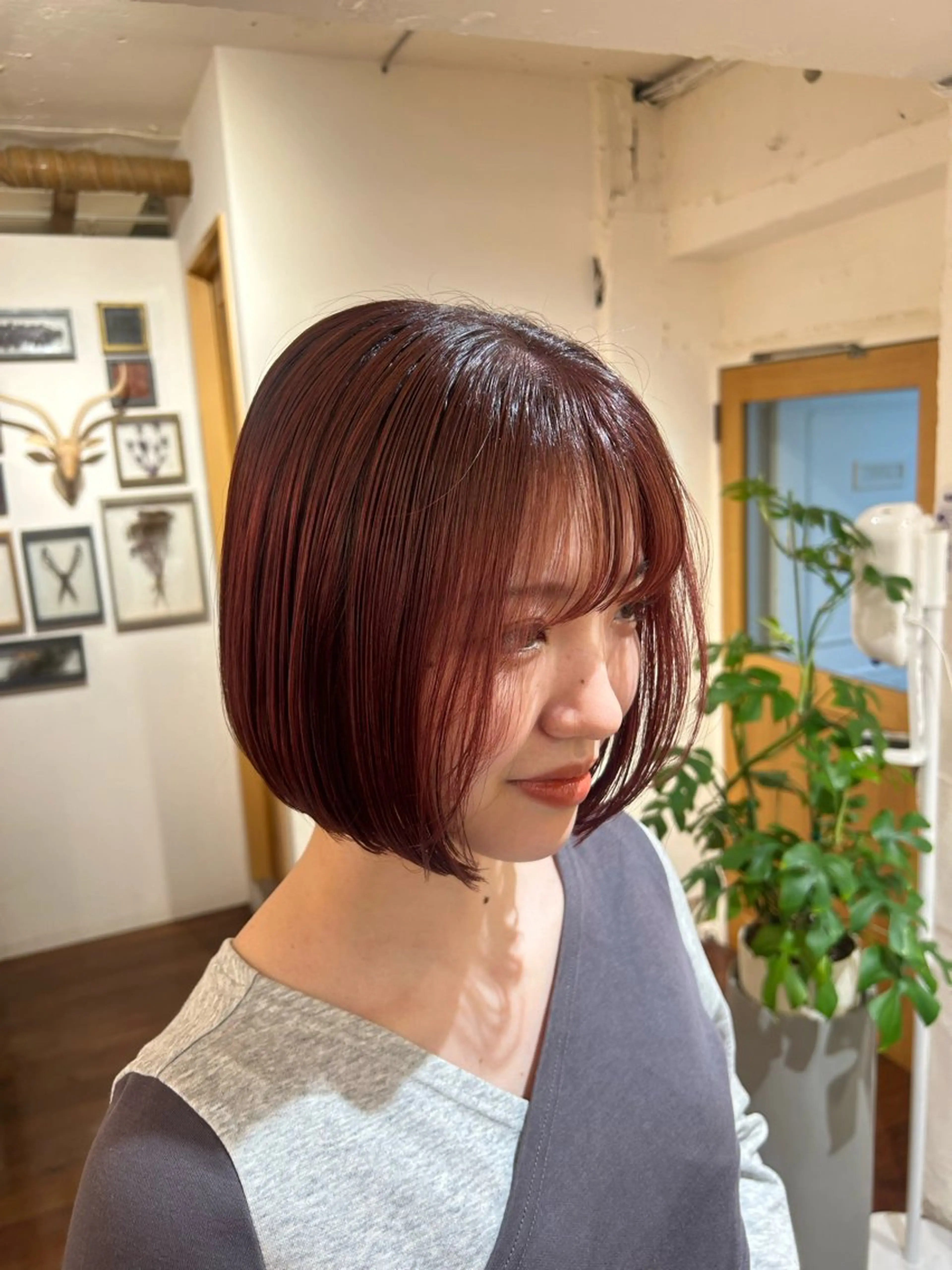 ショート カラー ブラウンカラー ピンクカラー ピンクブラウン ボブ 似合わせカット UNU【ユヌ】所属・*UNU* RICOのヘアスタイル