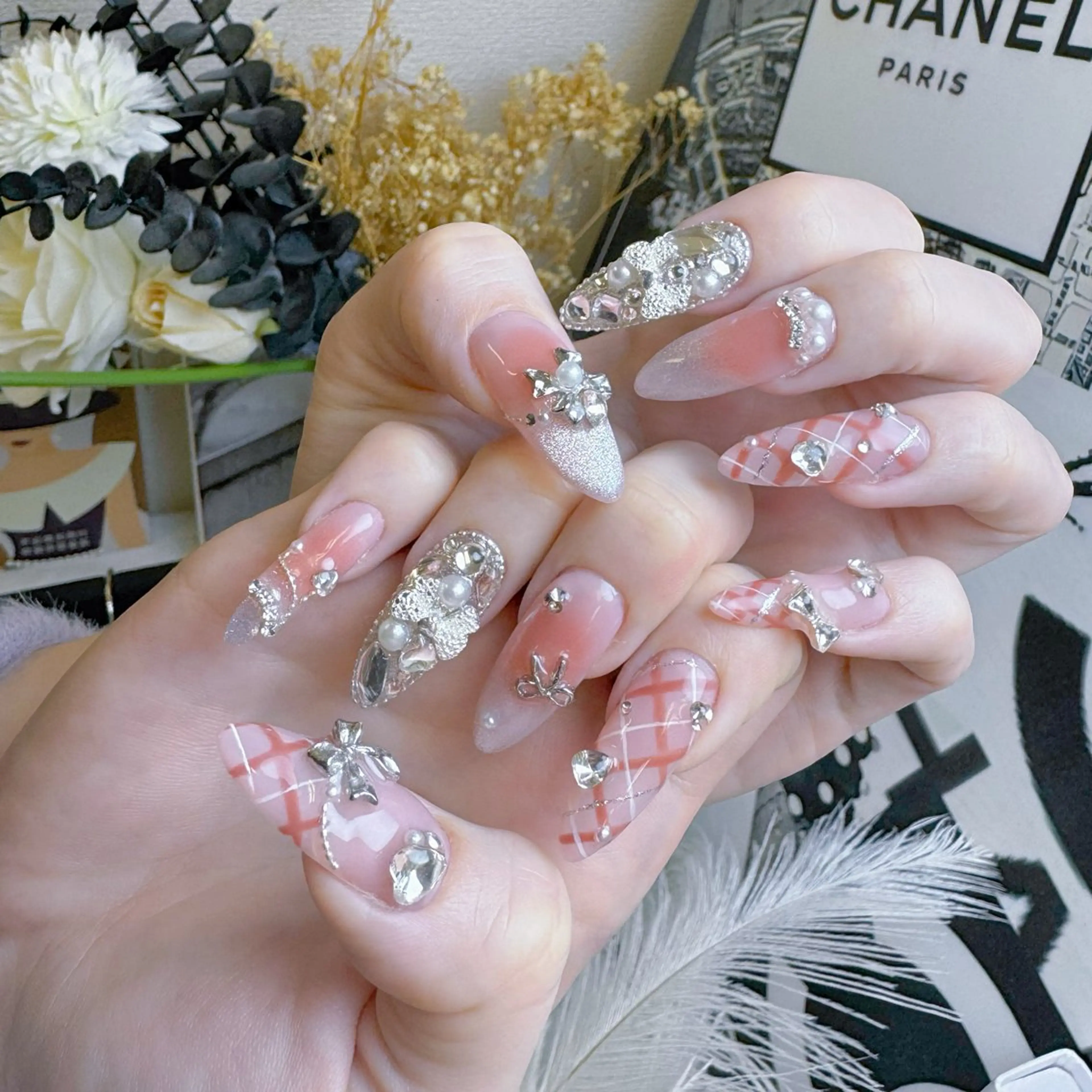 ネイル クリアネイル キラキラネイル 韓国ネイル マグネットネイル ピンク ハンドネイル NailPrincess所属・princess スカルプ専門店のネイルデザイン