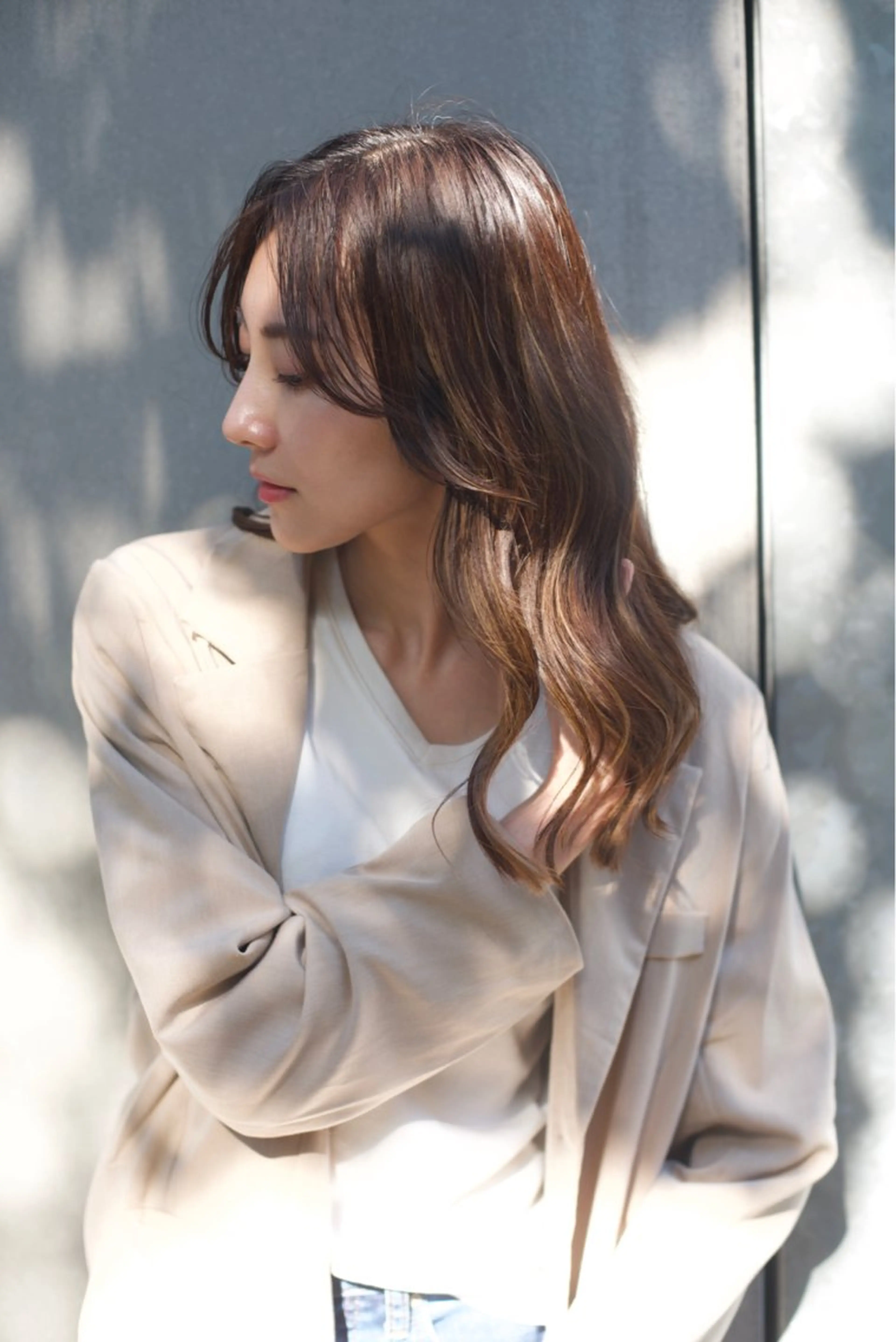 セミロング カット ヘアカラー トリートメント hoNua. 栄/透明感カラーのヘアスタイル